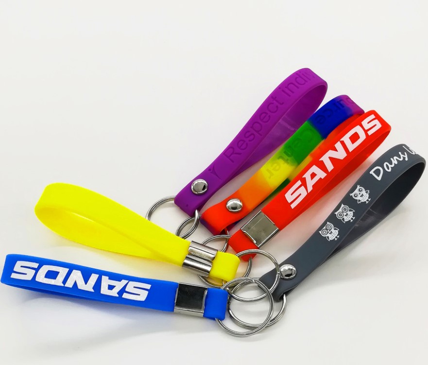 Silicone Keychain Wristband Keyring Pure Color Rubber 1