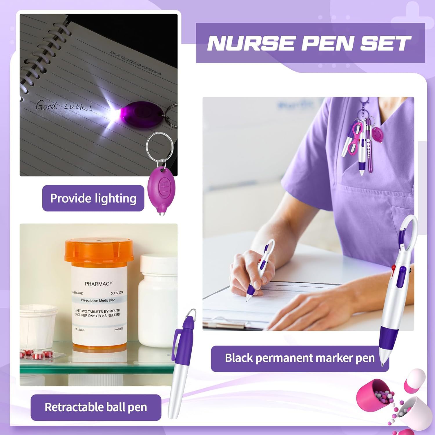 Permanent Marker Pen Light Ballpoint Pen Nurse Accessories 4