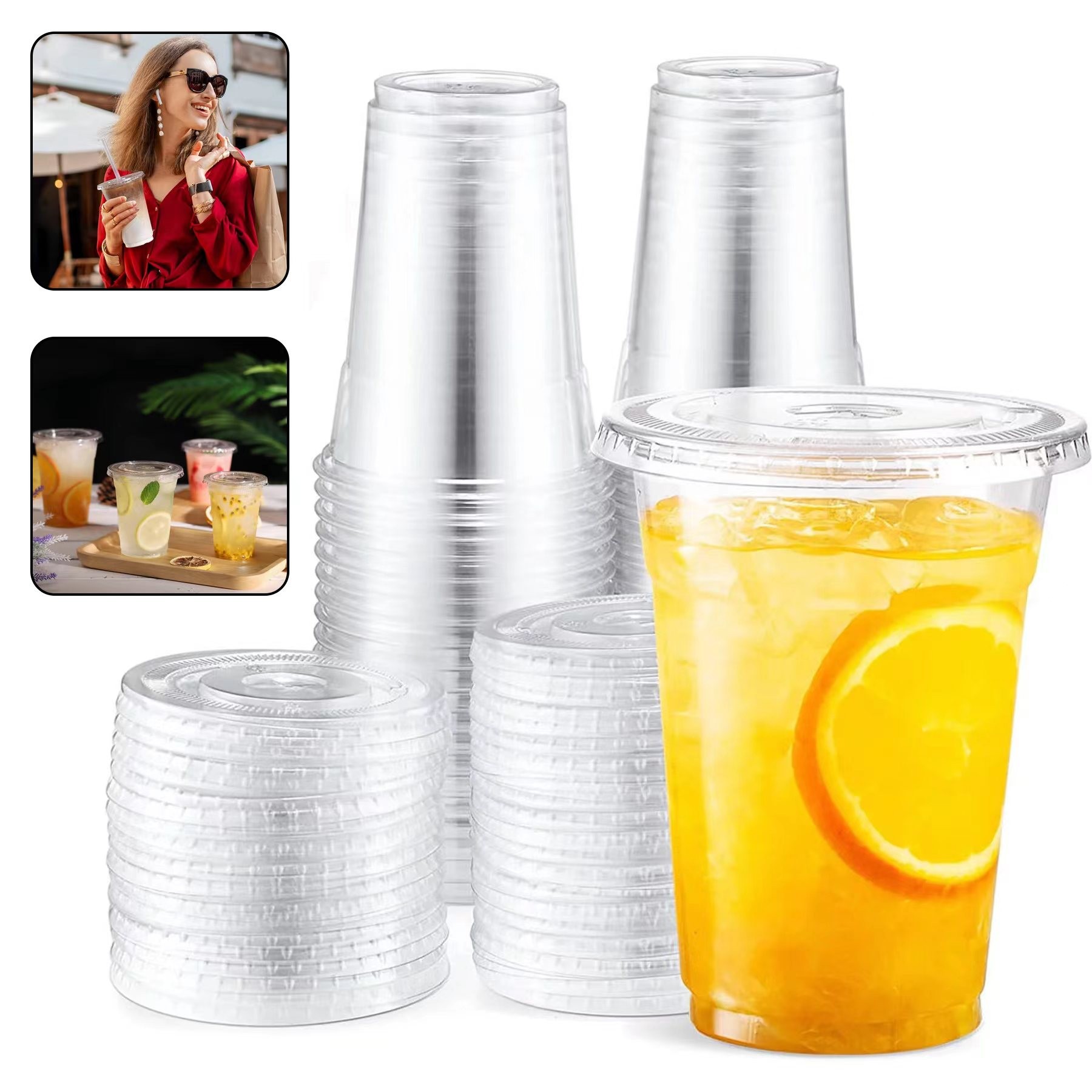 Clear Soft Plastic Cup with Lid - 20 oz.