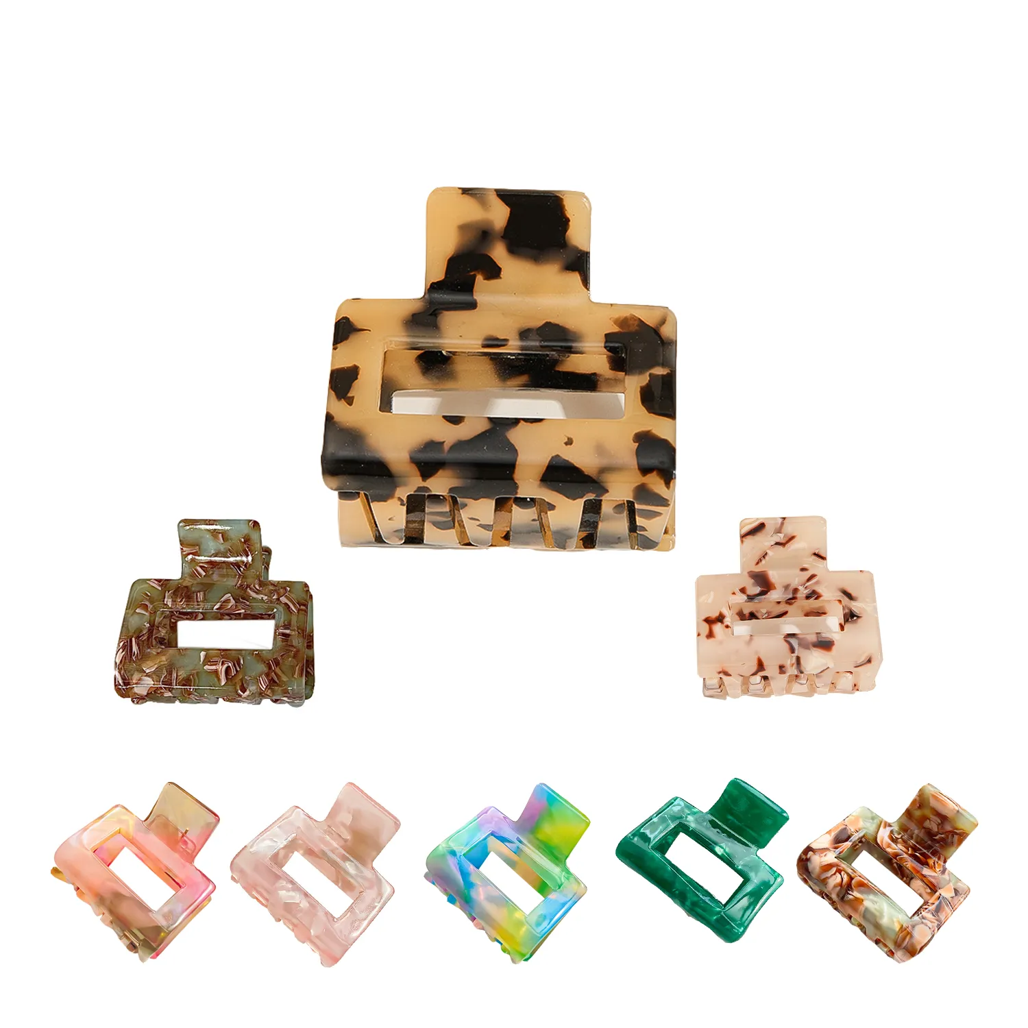 Plastic Small square acetate hair clip 4