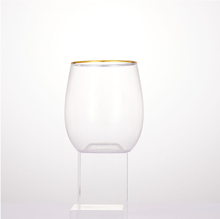 12OZ PET Trian Wine Class Drink Cup/ Gold Edge 8