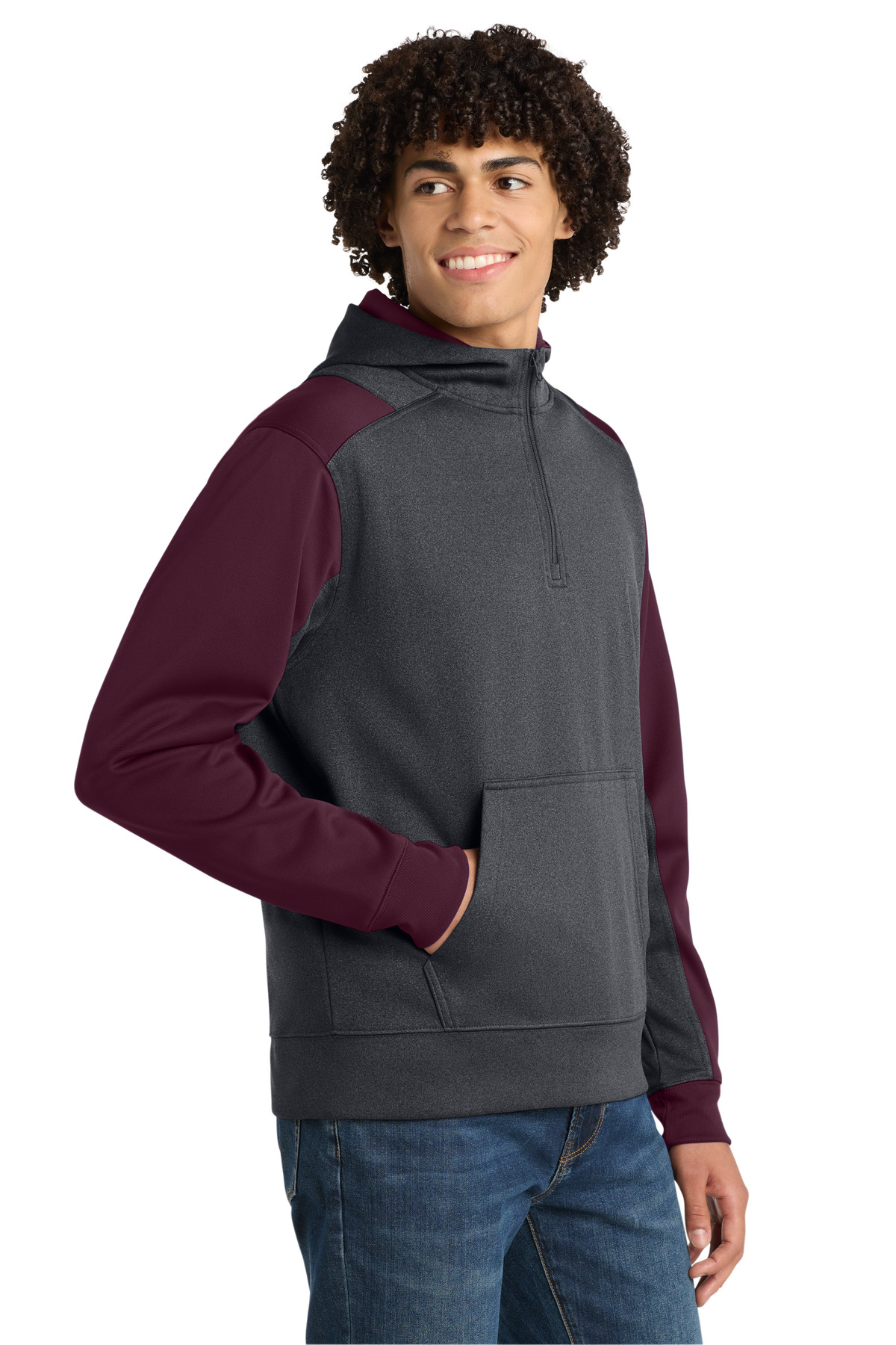 Sport-Tek Tech Fleece Colorblock 1/4-Zip Hooded Sweatshirt. ST249, custom hoodie or sweatshirt with logo imprint 21
