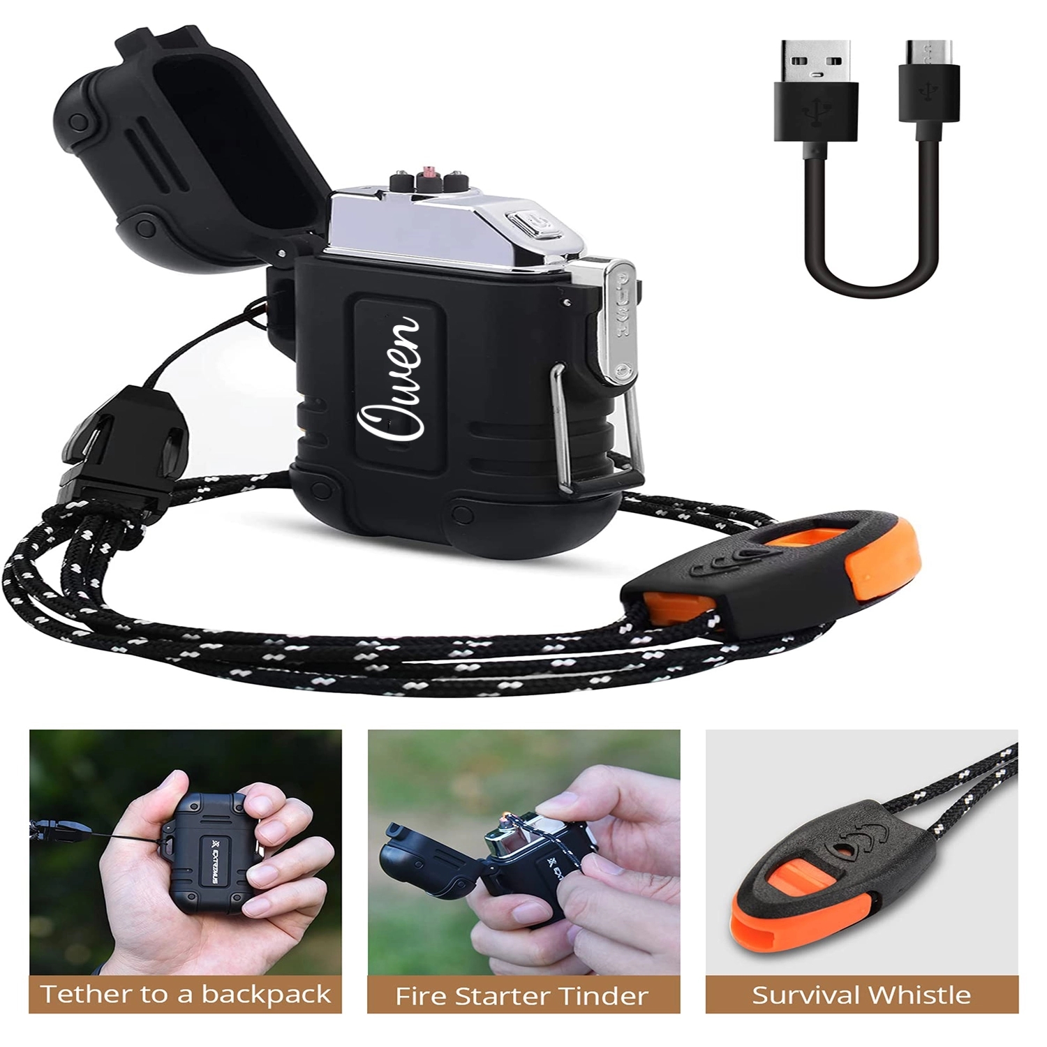 Outdoor Windproof Lighter Double Arc 3