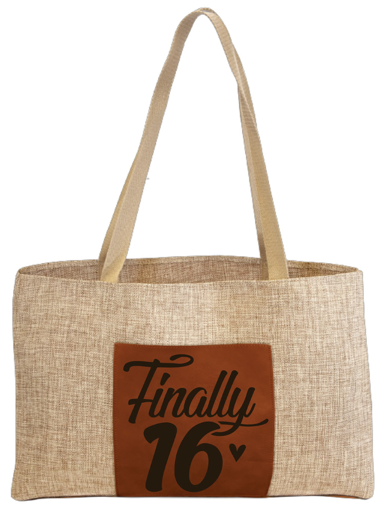 Laserable Rawhide Leatherette Burlap Gusset Bag 1