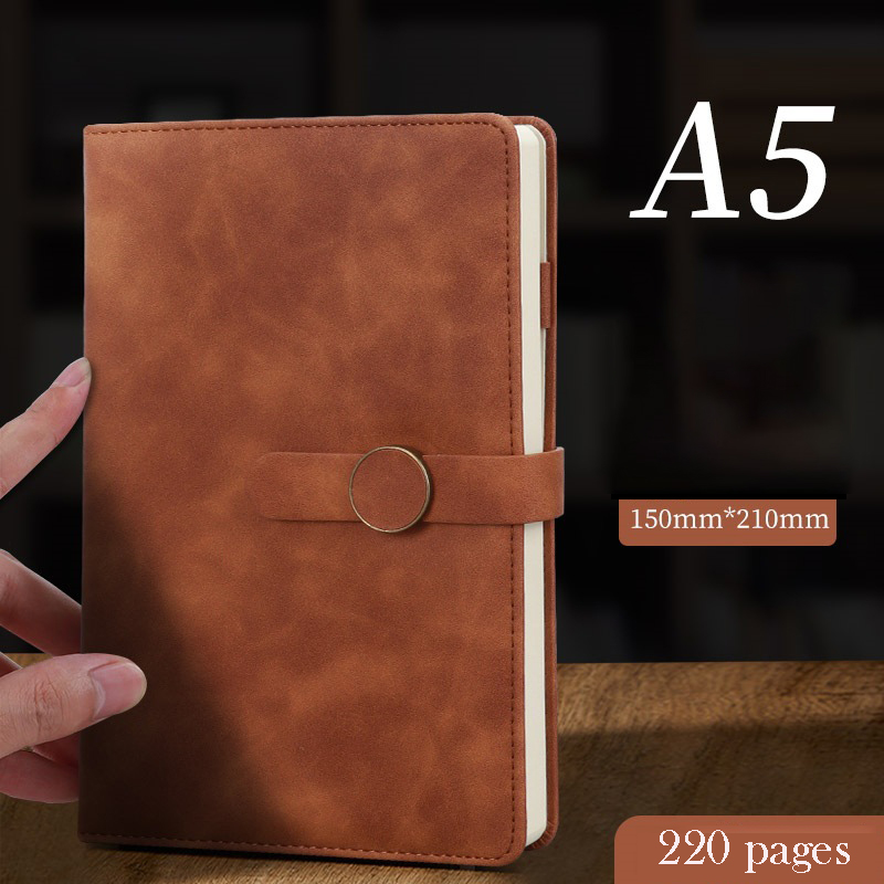 A5 PU Leather Hardcover Notepad W/Round Metal Buckle 4