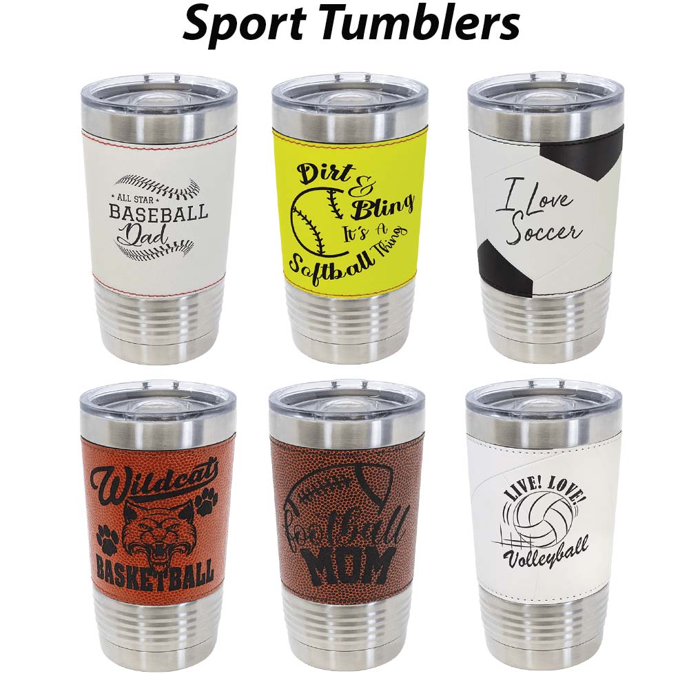 Soccer Leatherette Tumbler w/Slide Lid - 20 Oz. 2