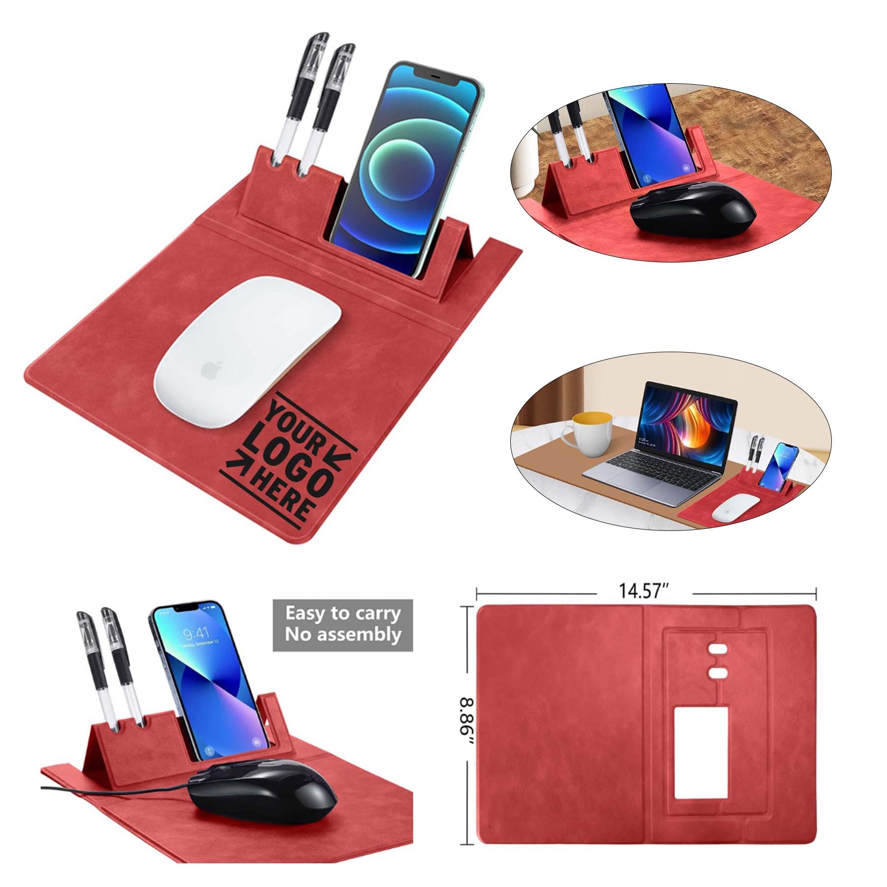 Multifunctional 3 in 1 Mouse Pad,Leather Mouse Pad 2