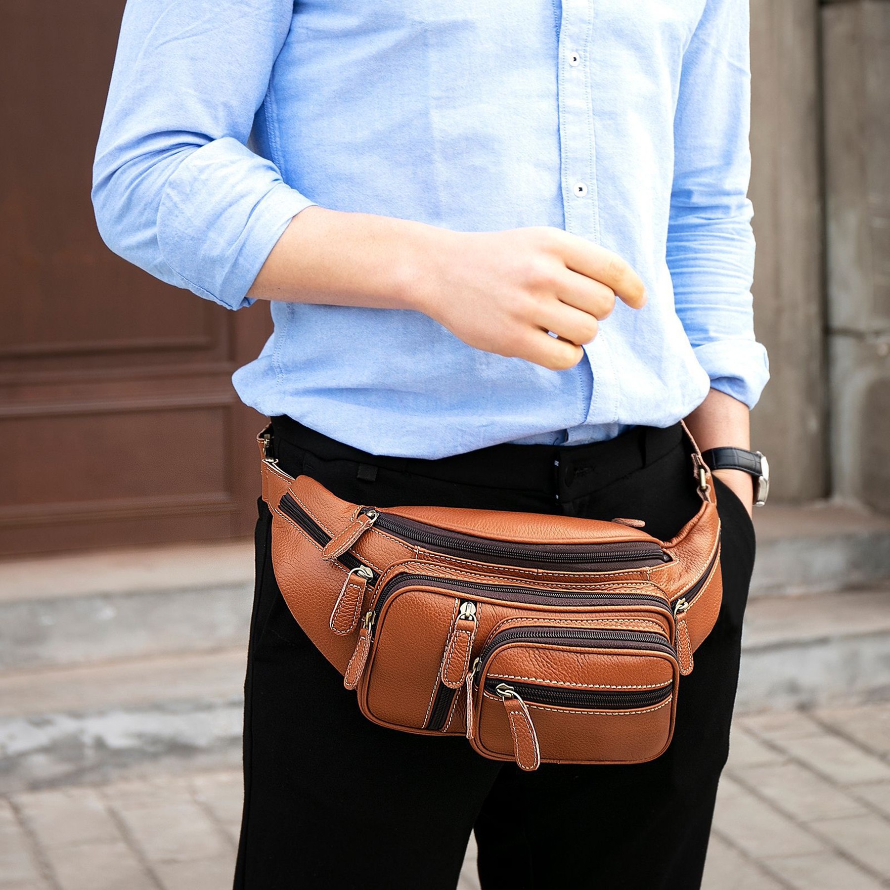 Genuine Leather Large Fanny Pack 4