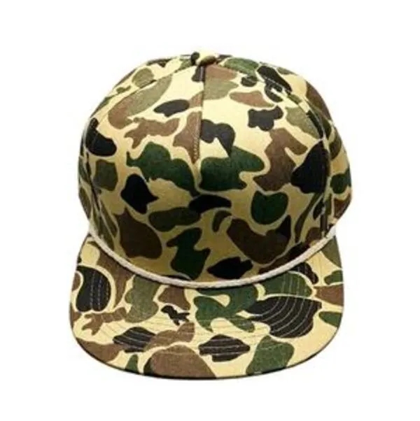 Custom Camo Cotton Snapback Rope Hat with Flat Bill 2