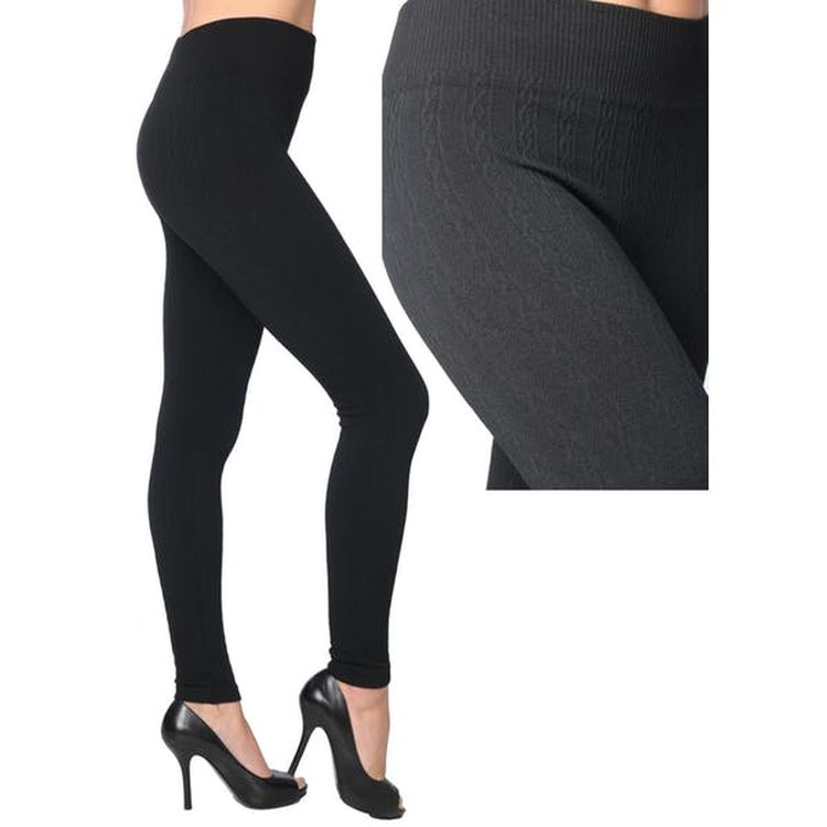 Women's Seamless Leggings - Black Cable Queen 1