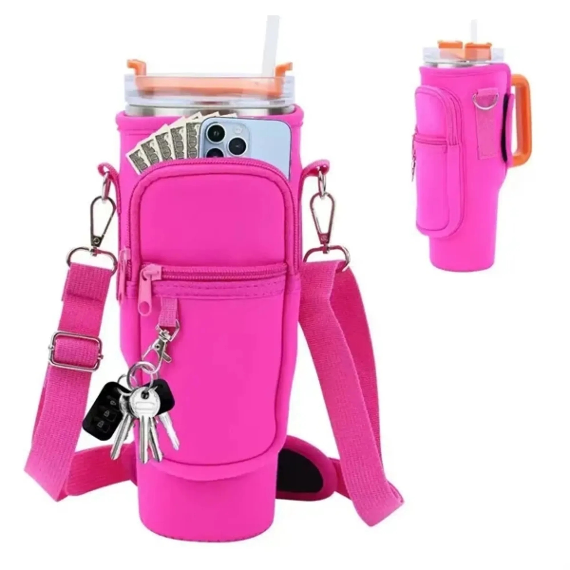 Neoprene Cup Sleeve With Strap And Pocket 4