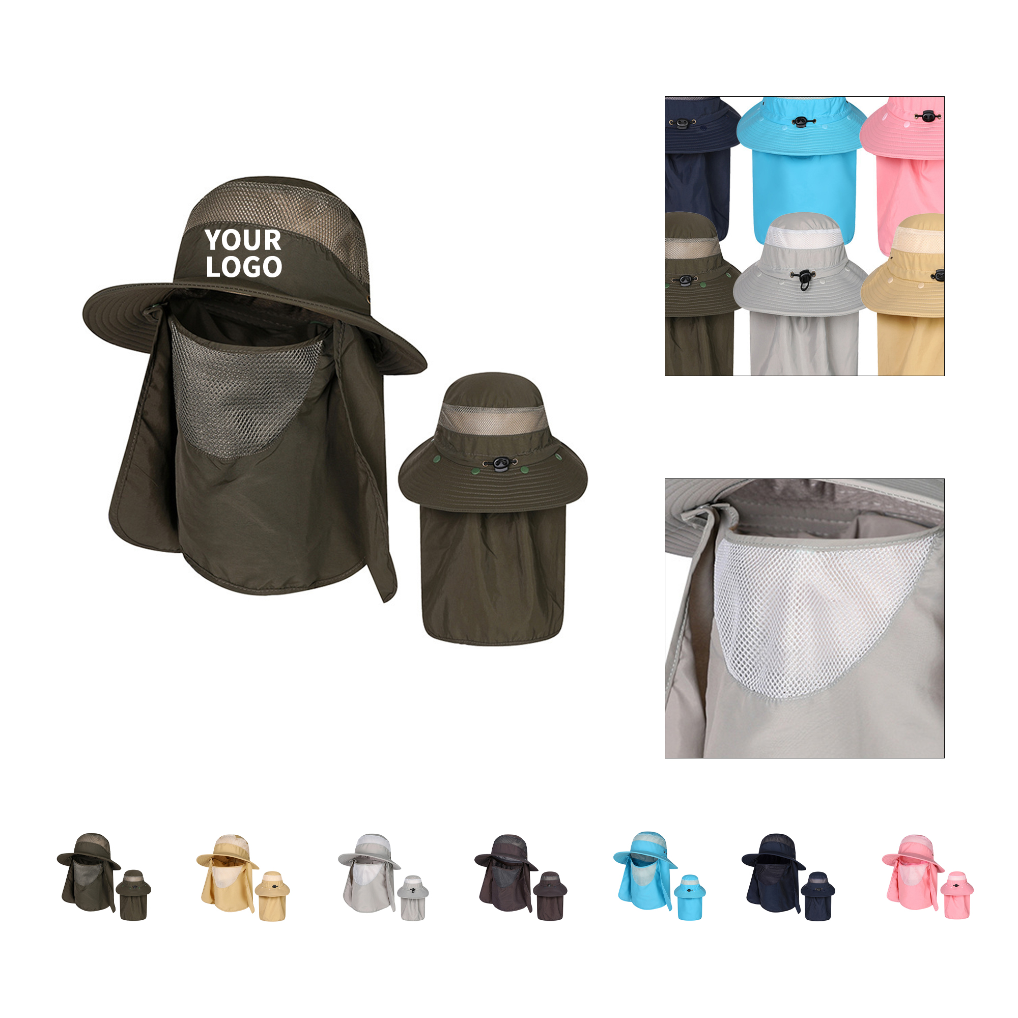 Wide Brim Sun Protection Fishing Hat With Neck Flap 3