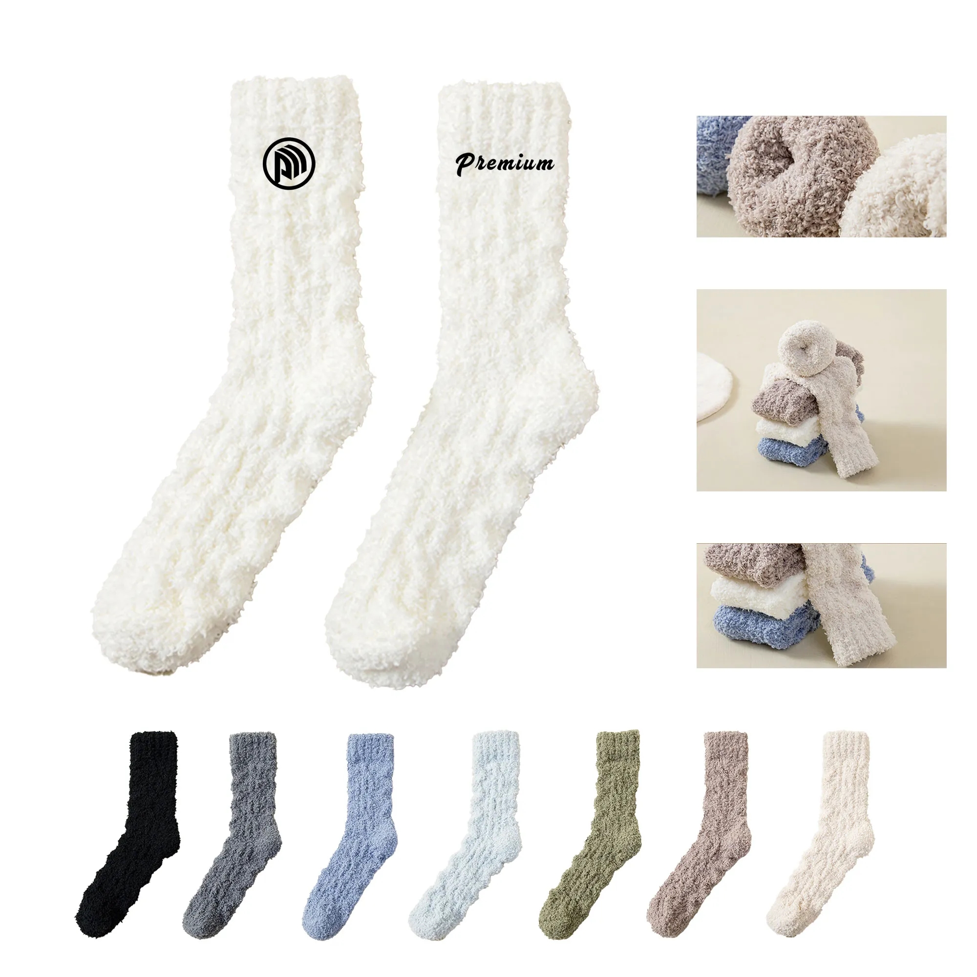 Soft Cozy Fluffy Socks Embroidered 2