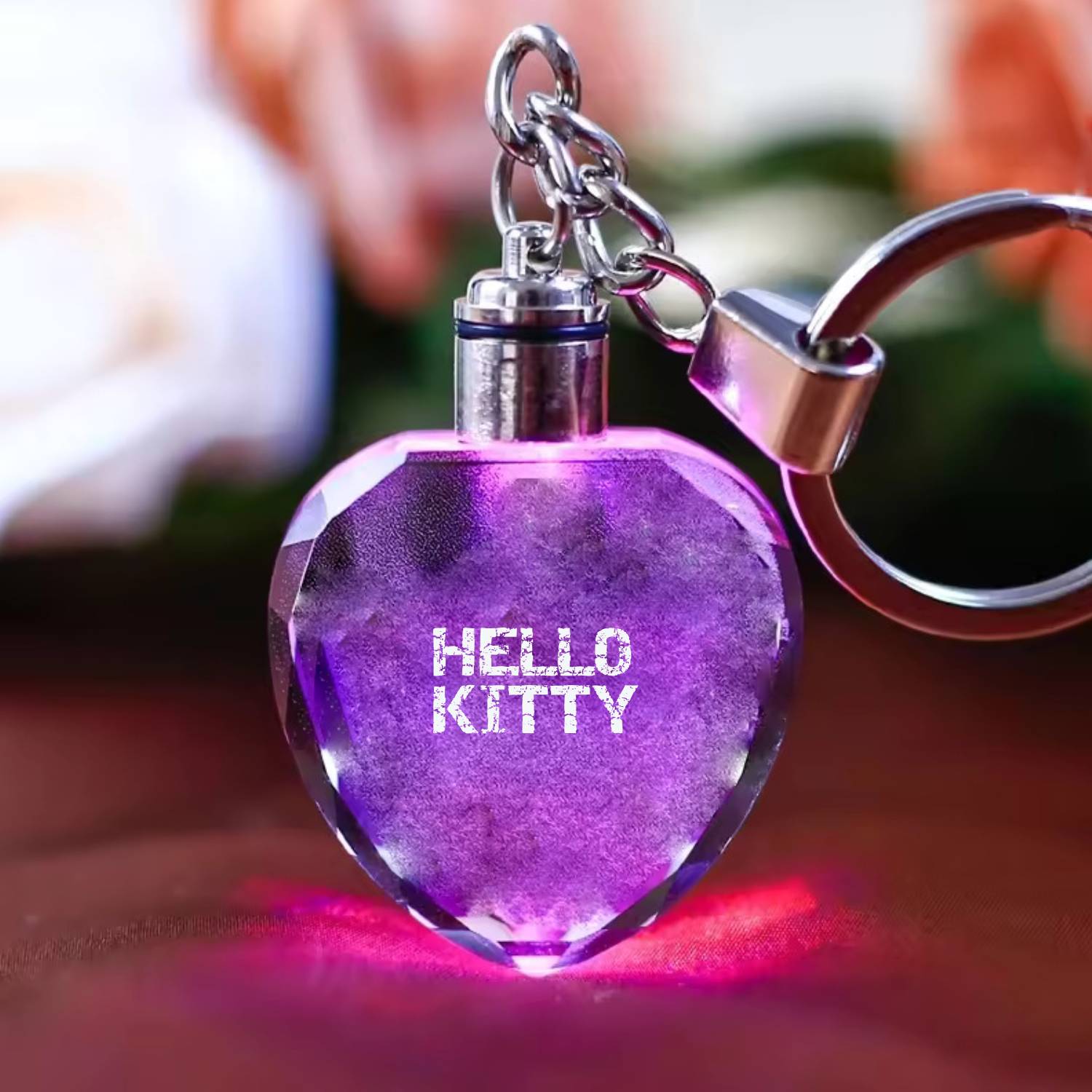 Round Shaped LED Light Crystal Keychain 4