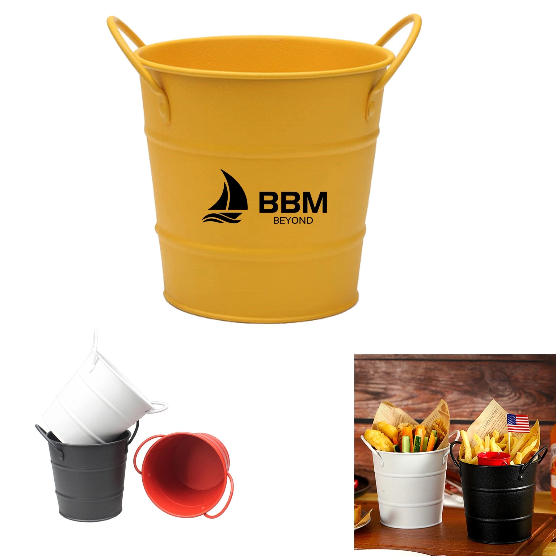 Mini Iron Double Handle Fries Bucket 2