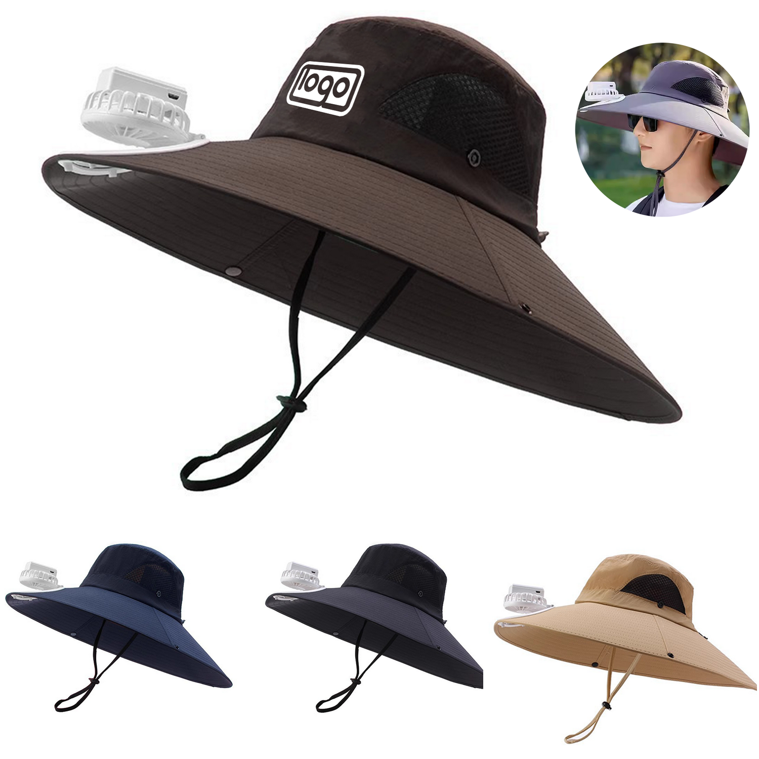 Waterproof Breathable Solar Fan Bucket Hat 11