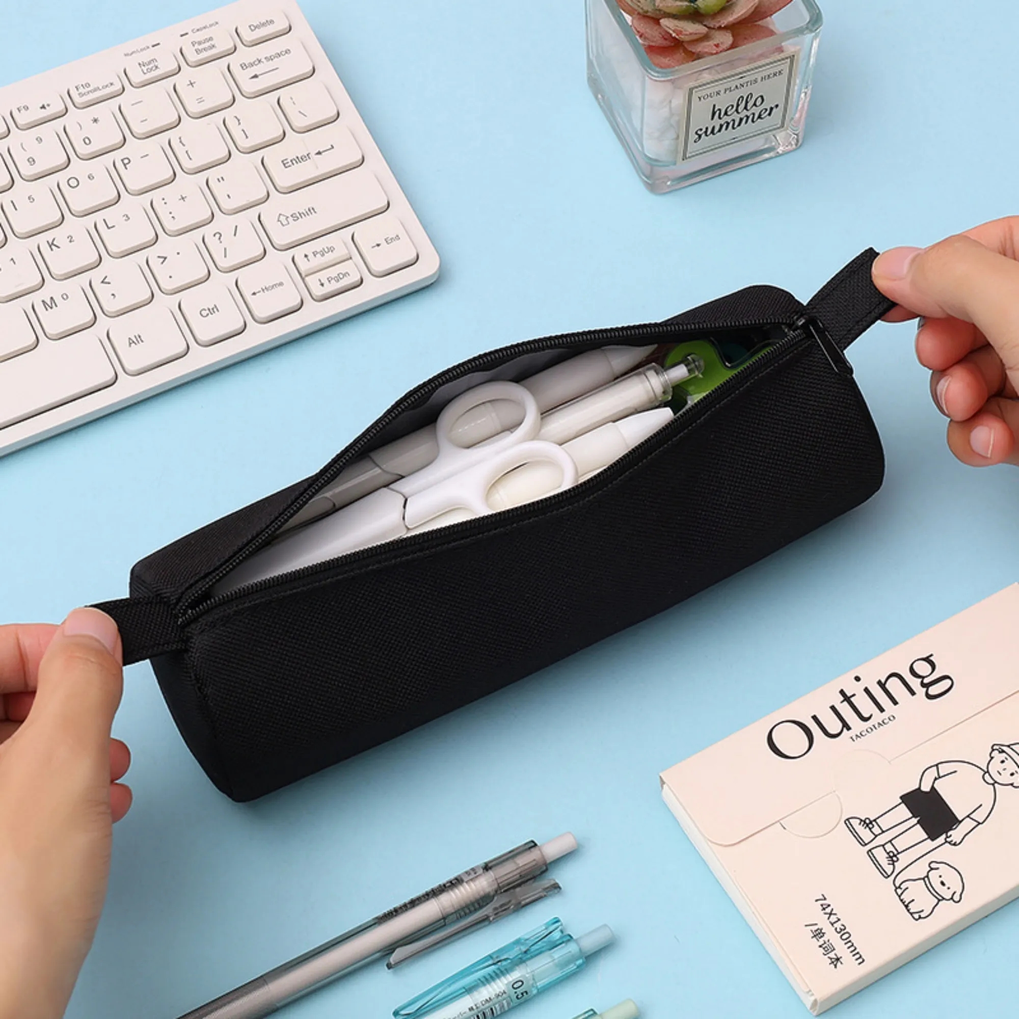 Oxford Cloth Stationery Portable Stylish Simple Pencil Case 7