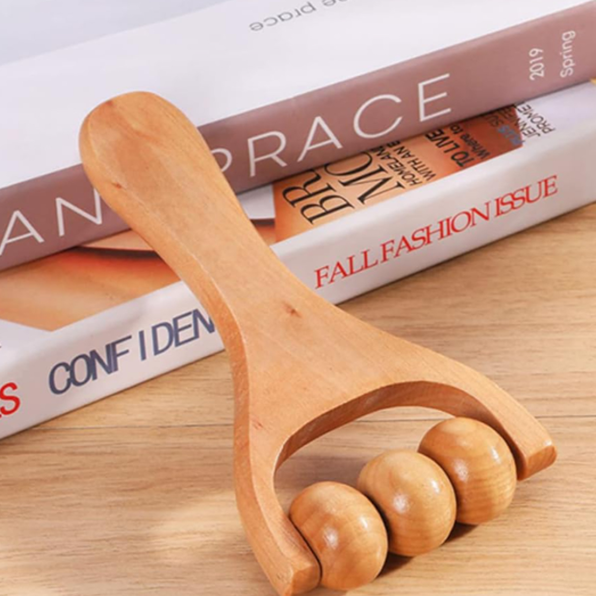 Bamboo Handheld Massage Roller with Natural Finish 6