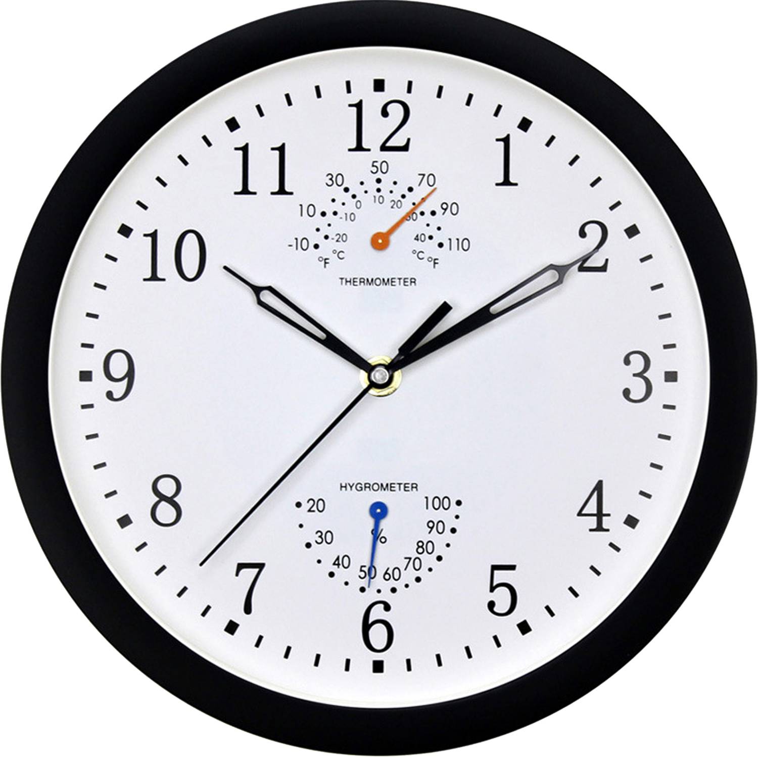 10 In Round Wall Clock with Temperature & Humidity 8