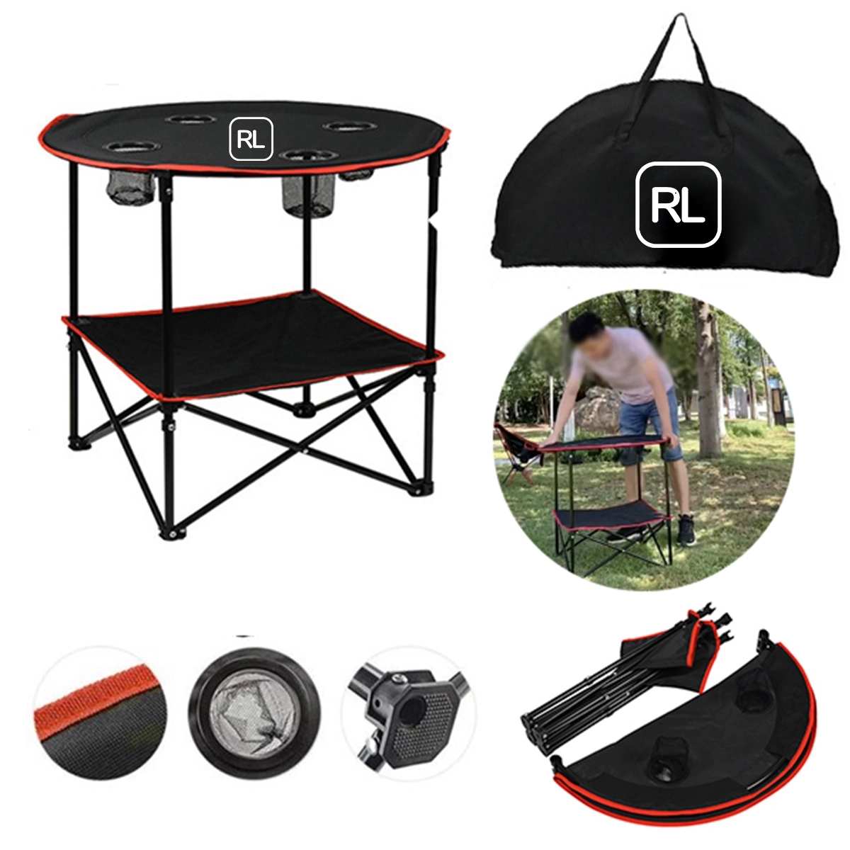 Portable Camping Table With 4 Cup Holders 2