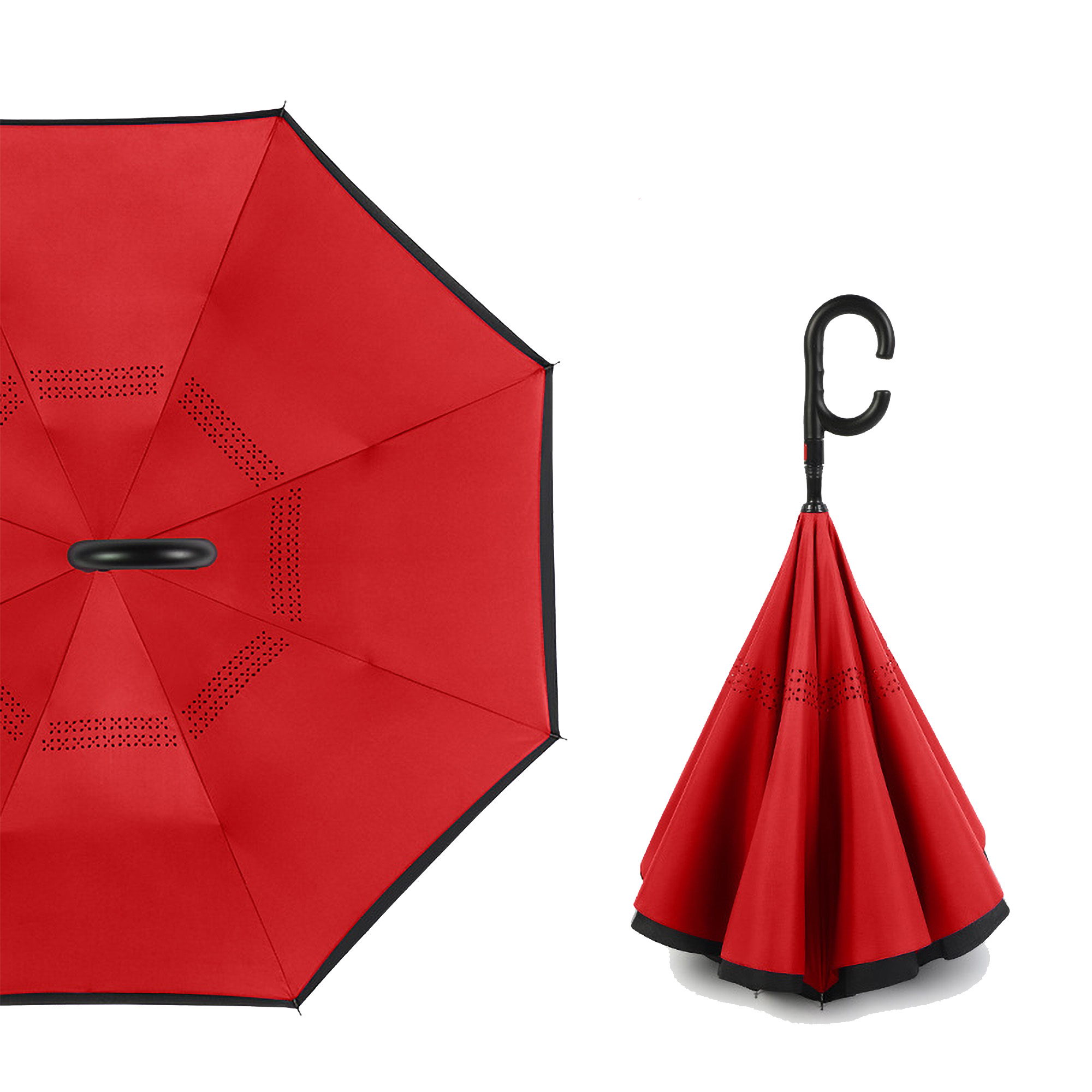 Fold C-Shaped Handle Reverse Umbrella Inverted Double Layer 8