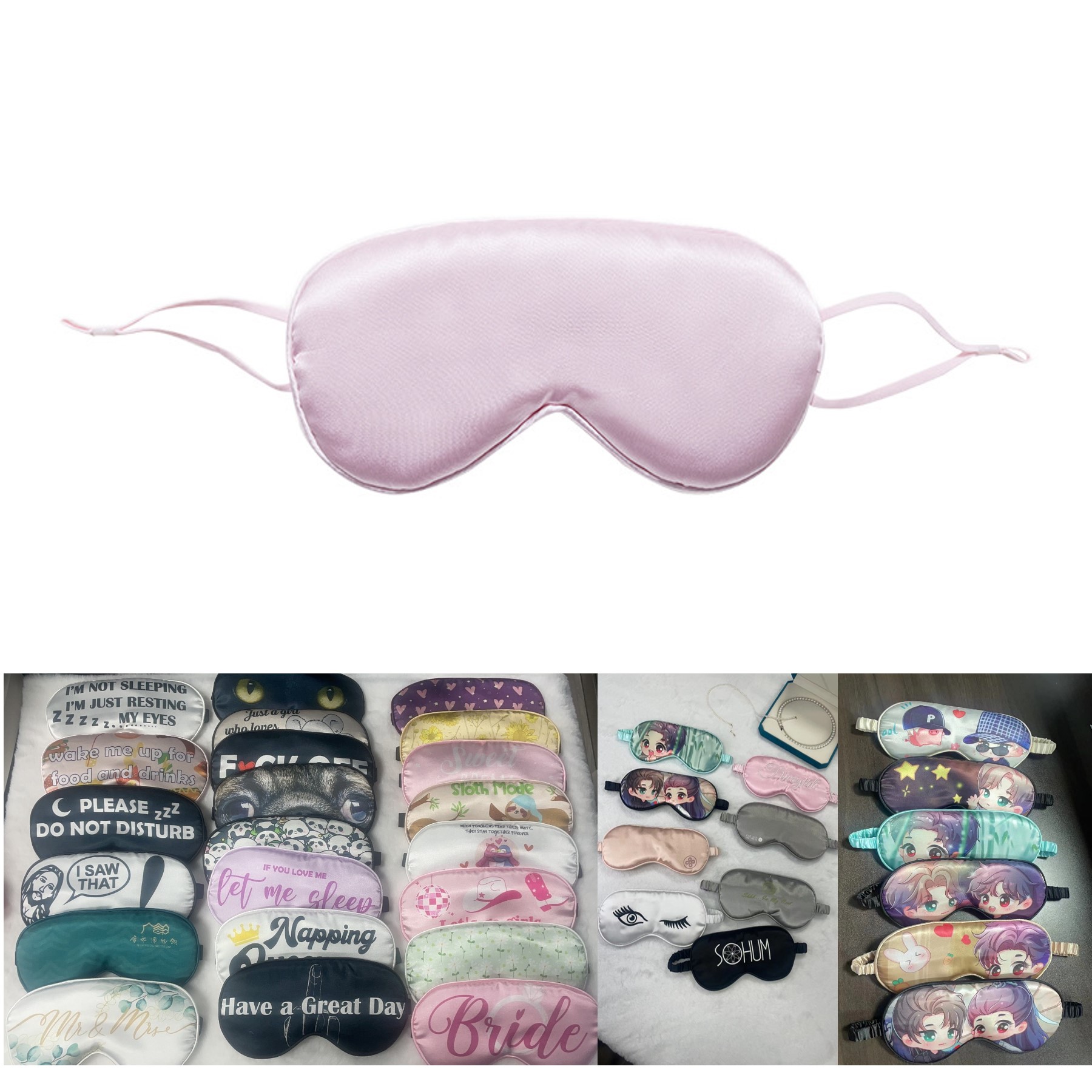 Soft Satin Sleeping Eye Mask with adjustable straps 2