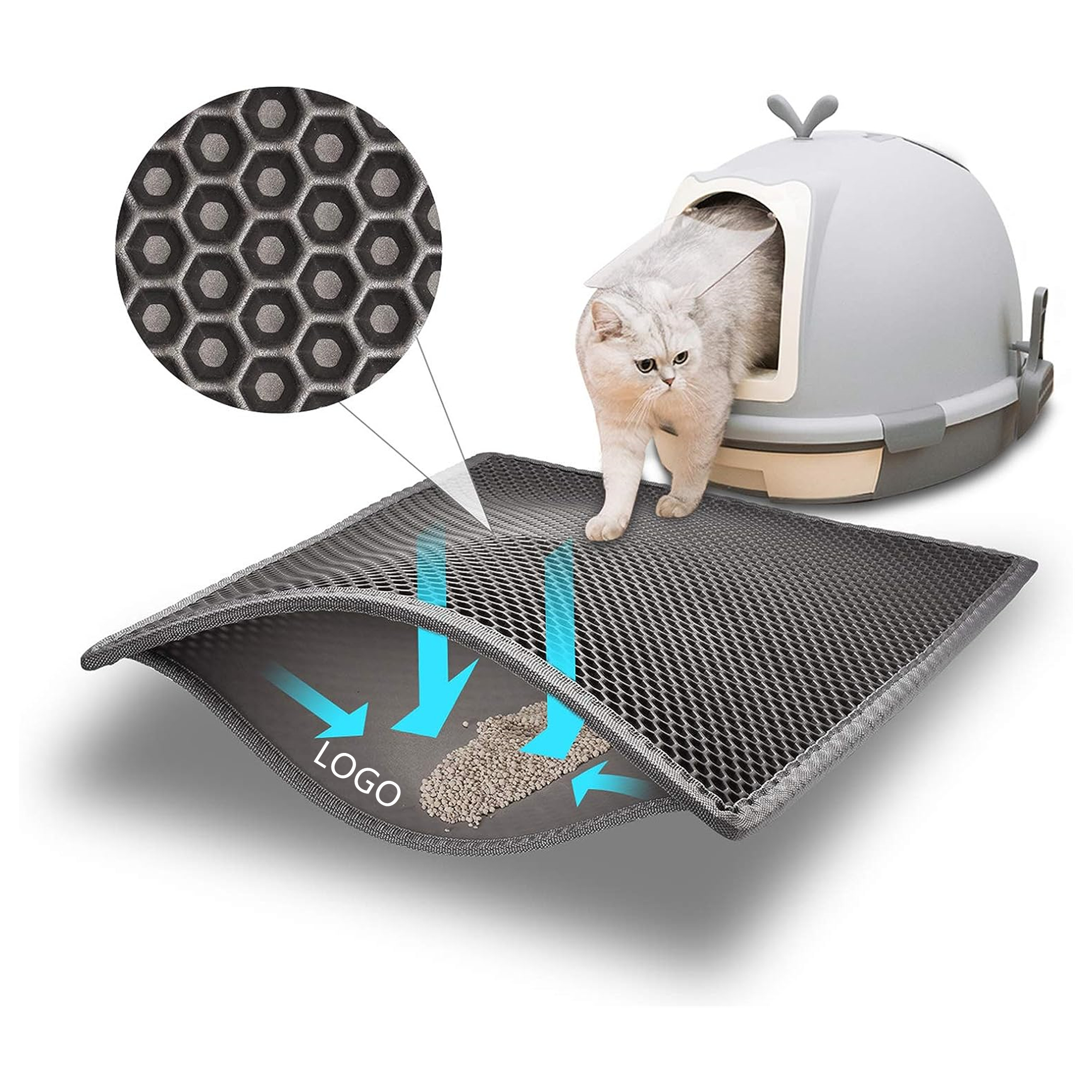 Cat Litter Mat Urine Proof Trapping Mat 23.7x17.8 Inch