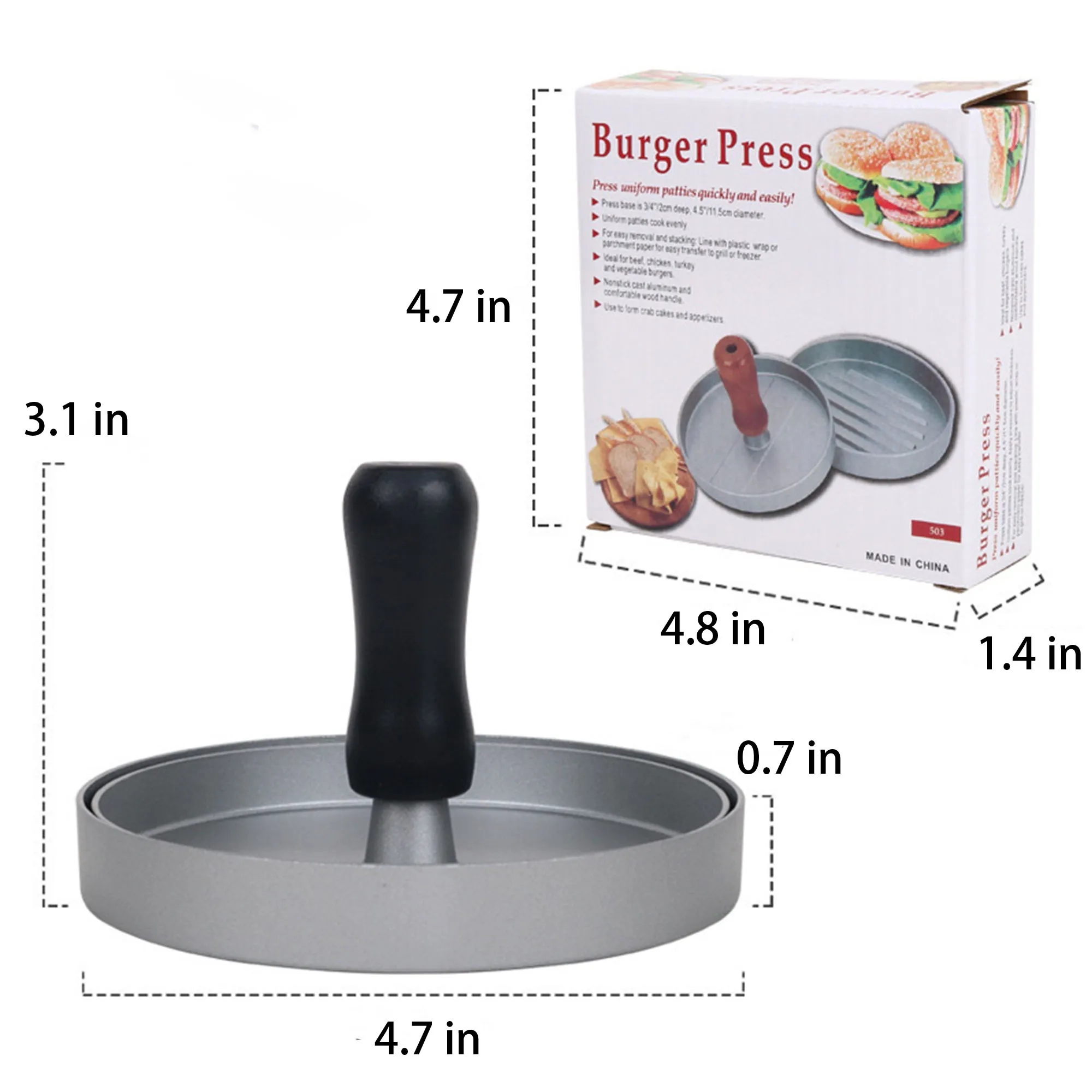 Round Aluminum Hamburger Press 7