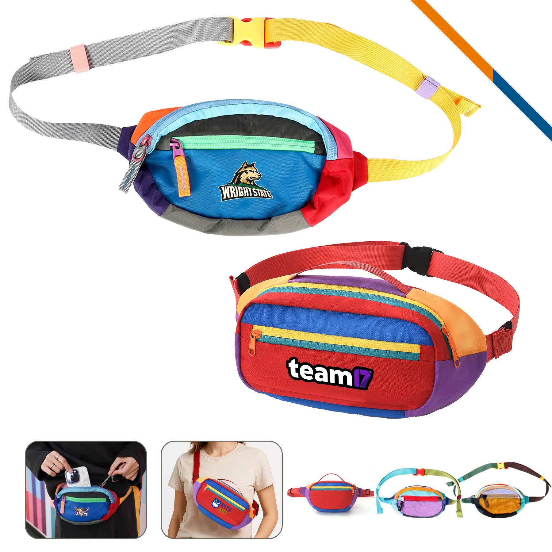 HipSack Polyester Color Block Fanny Pack 2