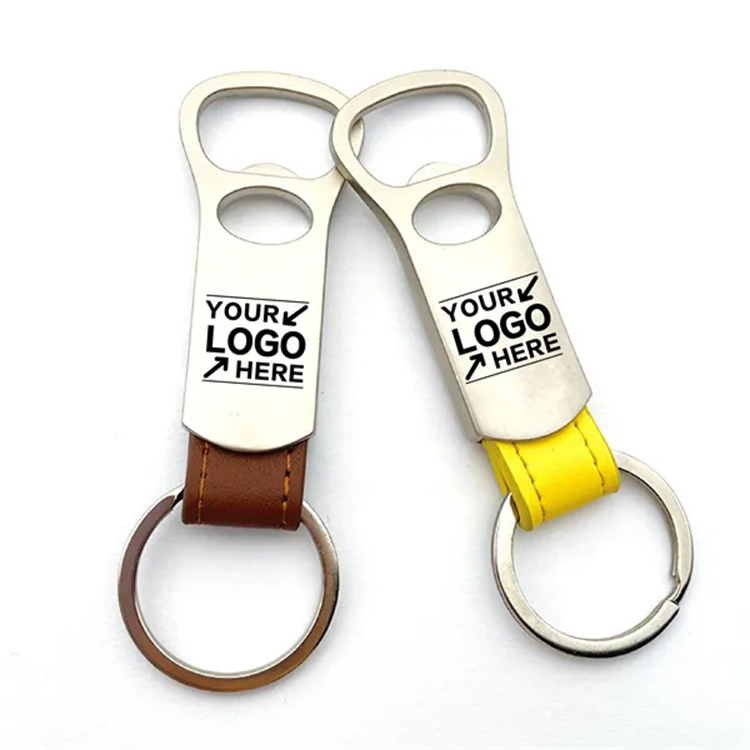 Creative Zinc Alloy Leather Bottle Opener With Key Chain 1
