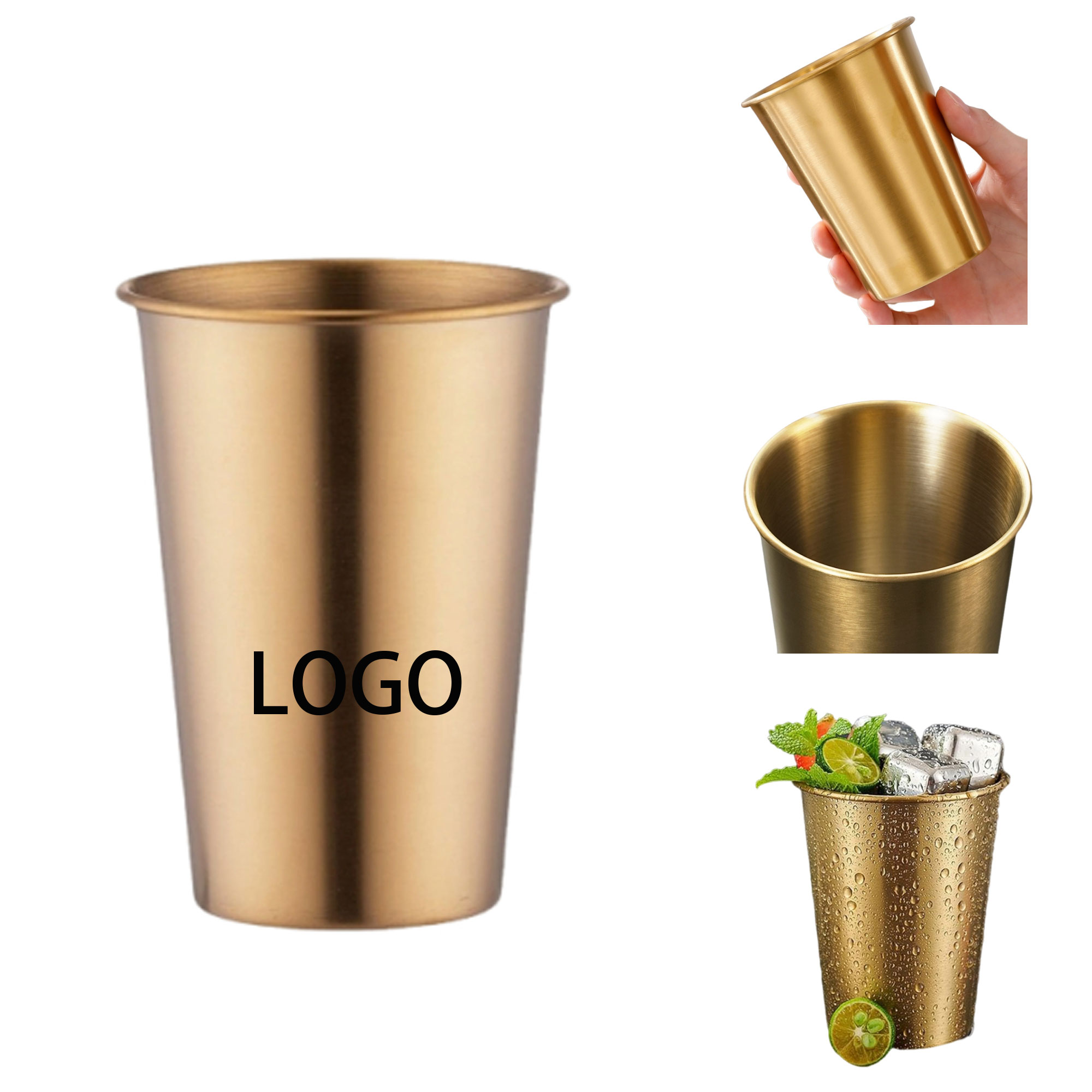 9 Oz Gold Stainless Steel Drink Cup 2
