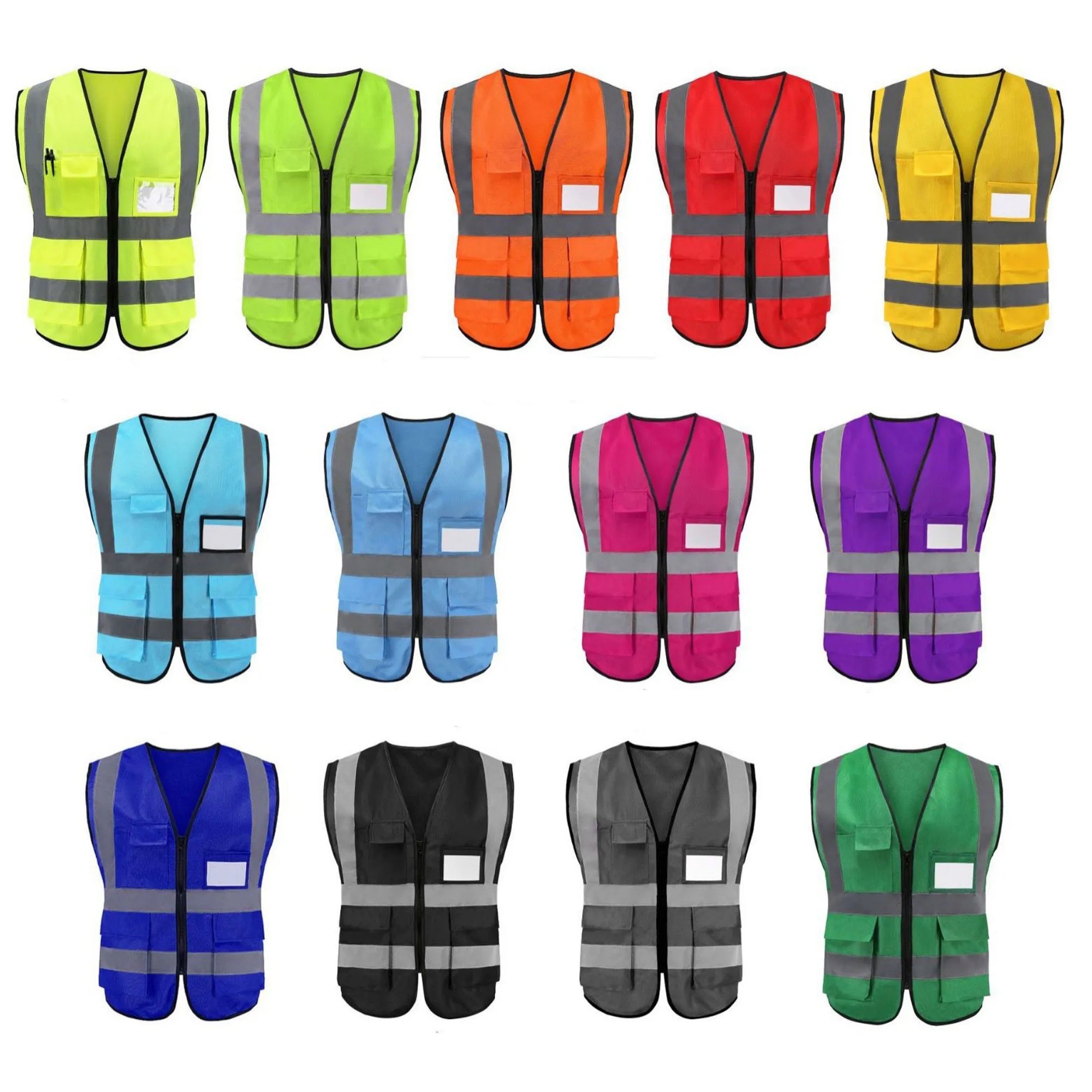 Reflective Safety Vests w/ Pockets and Zipper 2