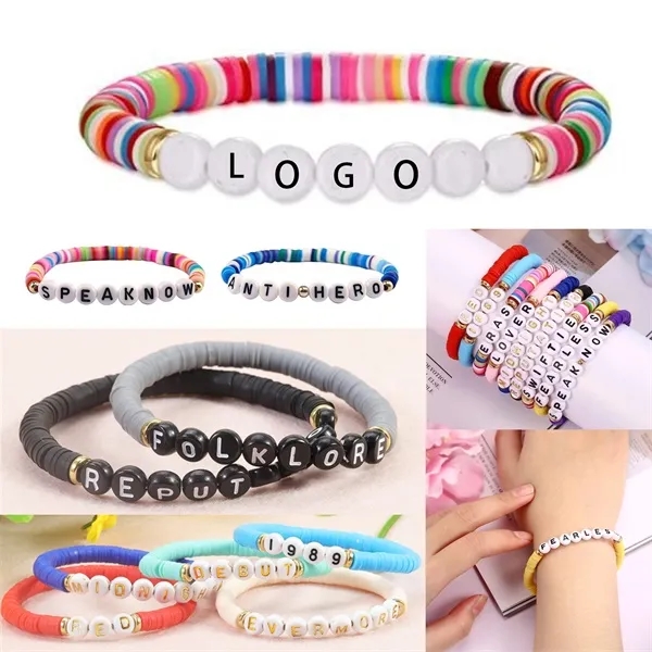 PMMA color mixing handmade beaded letter elastic bracelet 2