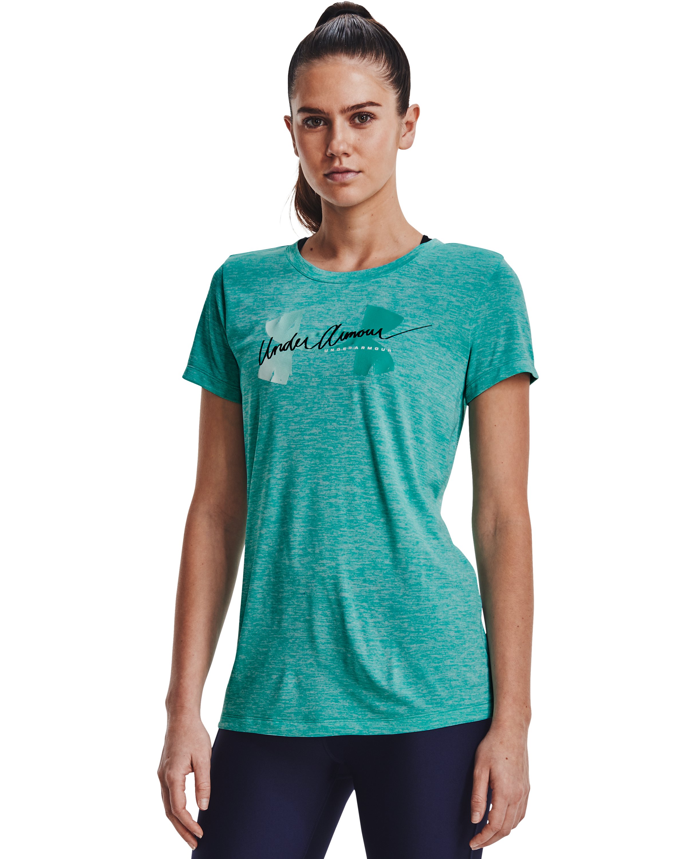 Women's UA Tech Twist Script Logo Short Sleeve 4