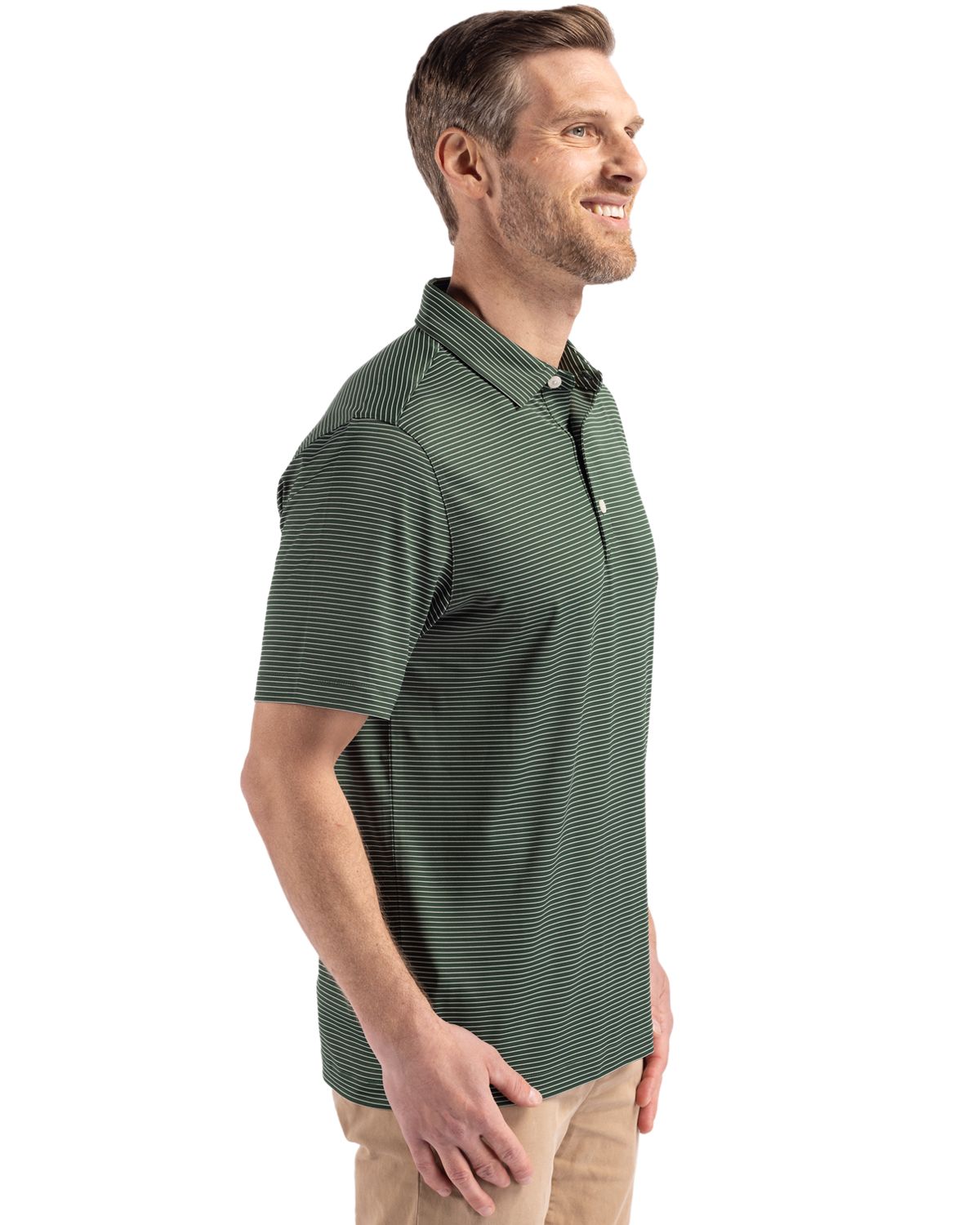 Cutter & Buck Forge Recycled Fine Line Stripe Four-Way Stretch Mens Polo 84