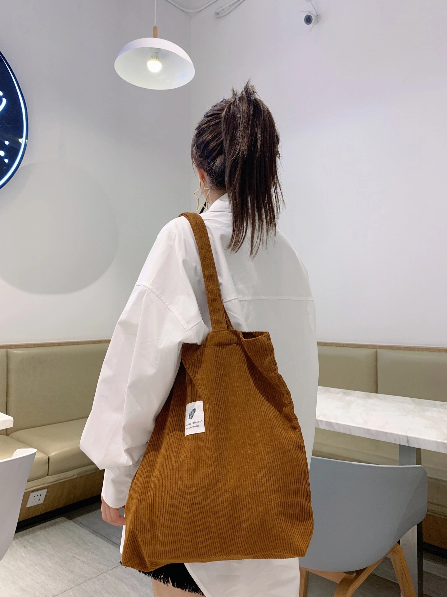 Tote Handbag With Pocket, custom tote bag with logo imprint 12