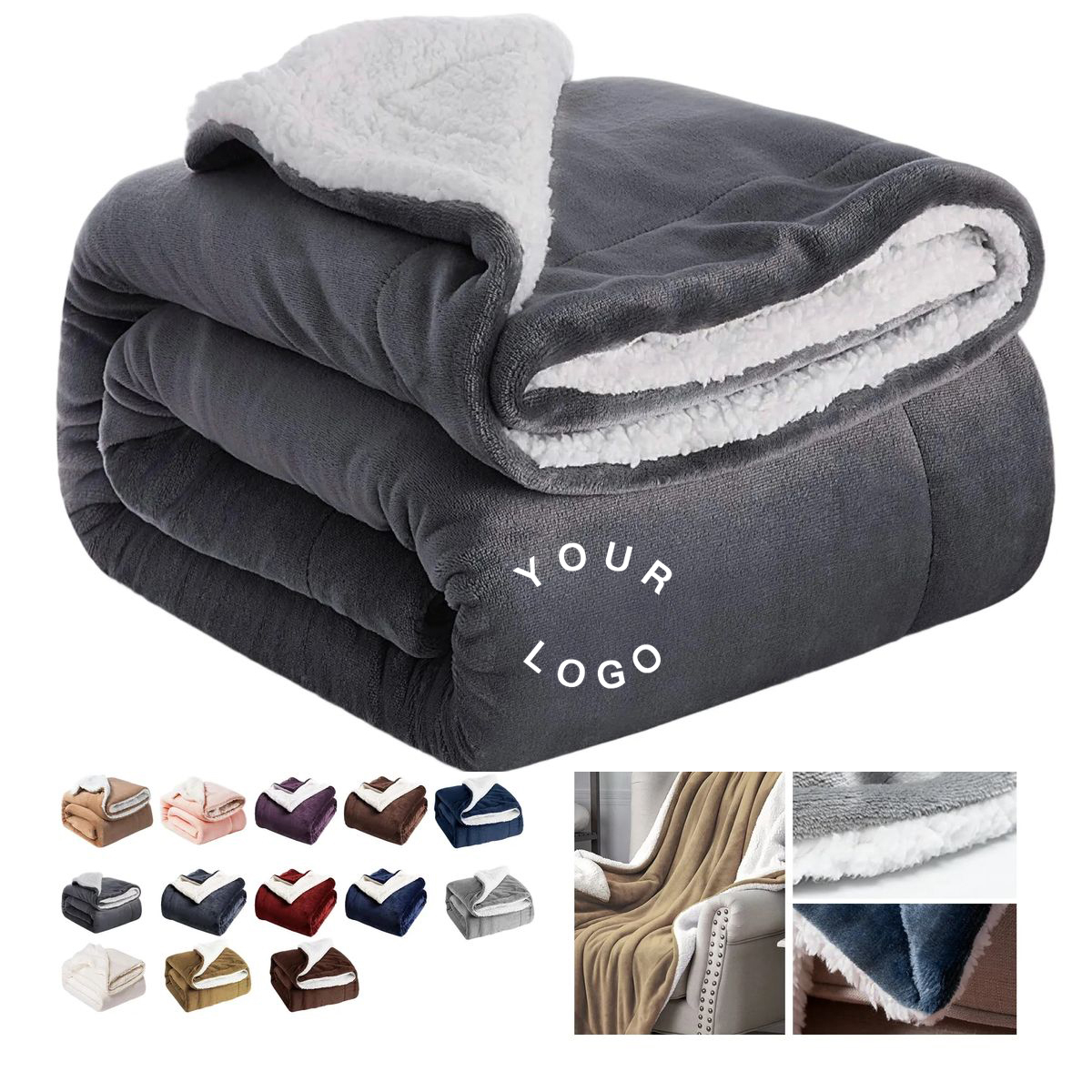 Warm Sherpa Fleece Blanket 50x60 Inch for Bedroom 26