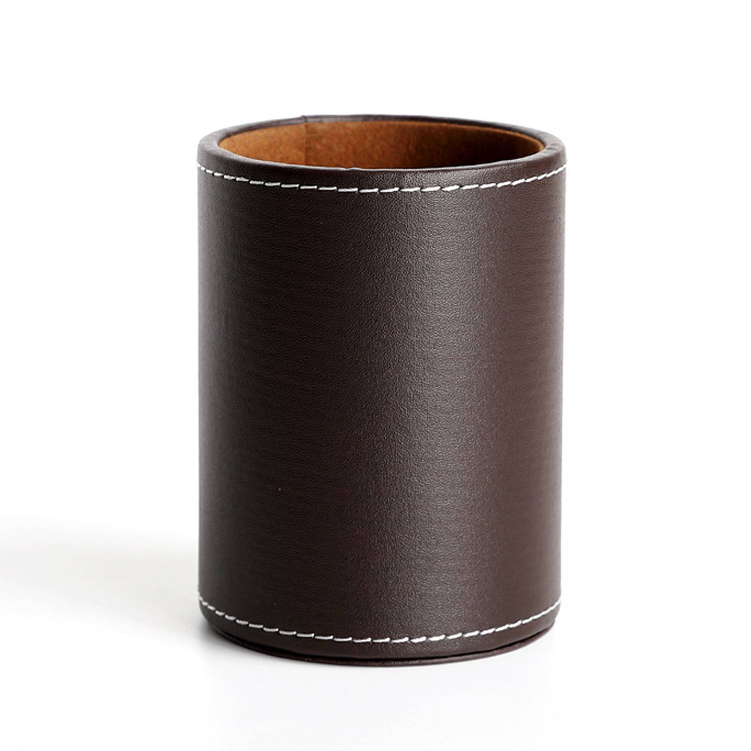 PU Leather Desktop Round Pen Holder 4