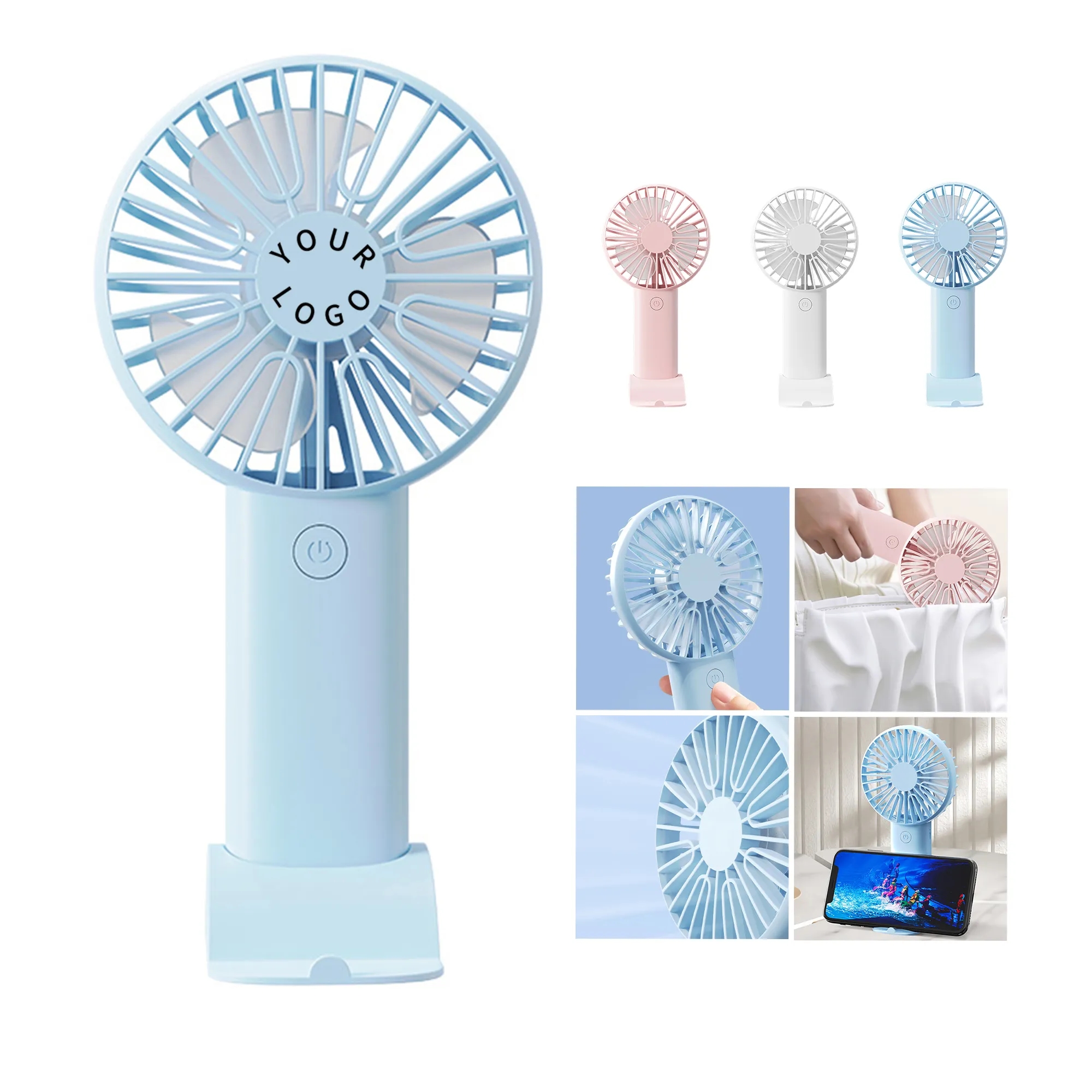 Portable Rechargeable Fan with Phone Stand Base 3