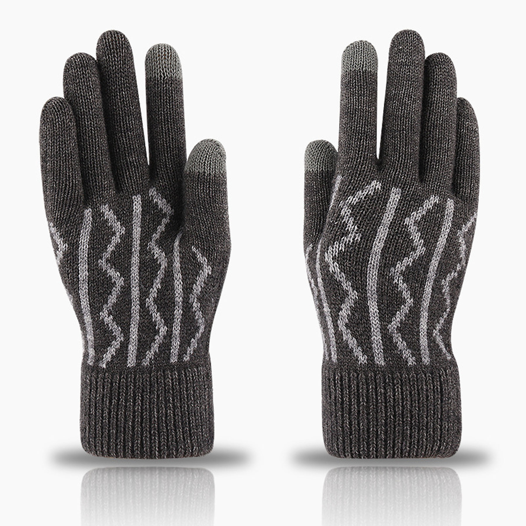 Winter Jacquard Knit Touchscreen Gloves 8