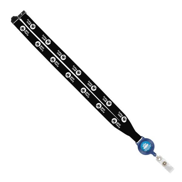 IMPORT 3/4" Polyester Lanyard with Retractable Badge Reel and IPH7 back of neck convenience release. 110