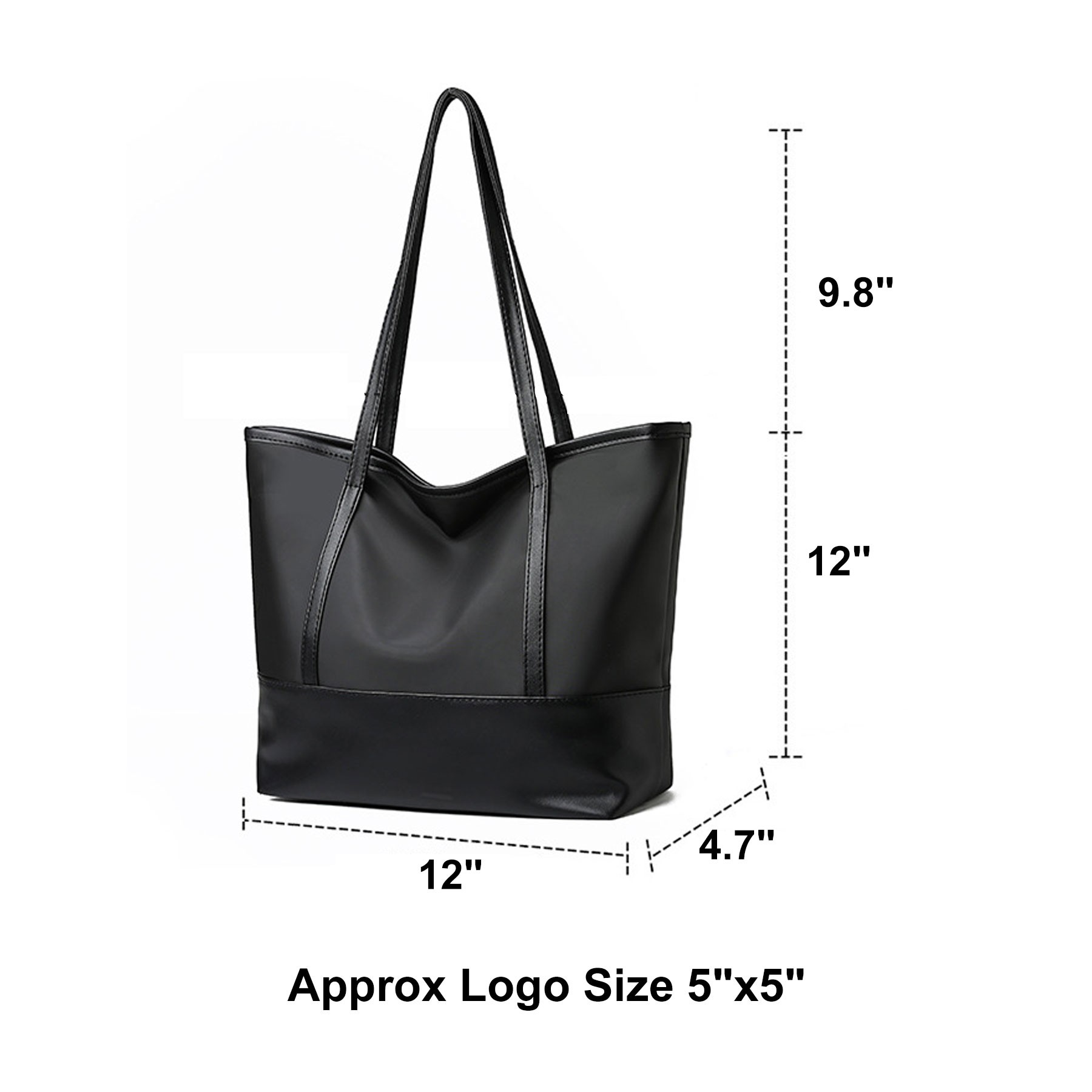 Women Leather Nylon Tote Shoulder Bag 2