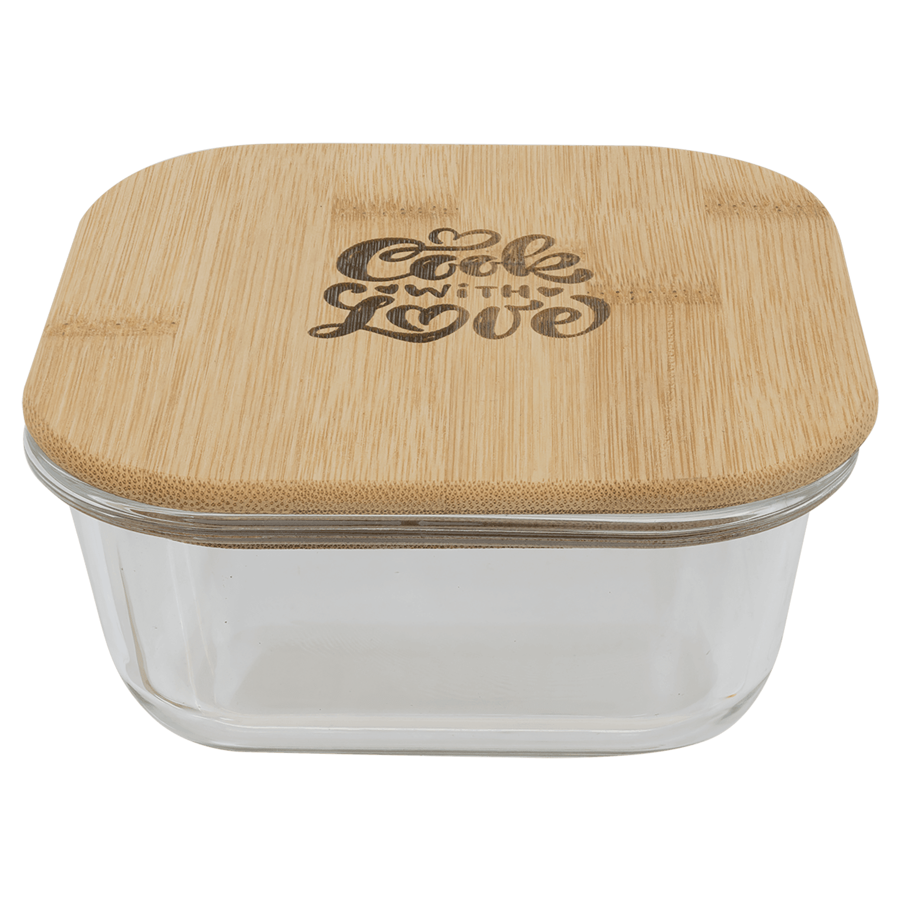 18 oz. Square Glass Container with Bamboo Lid 2