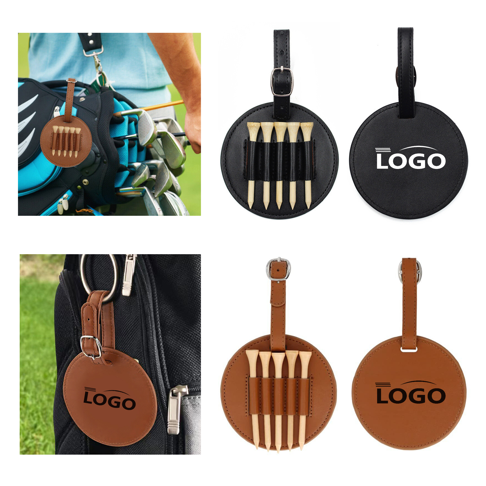 Personalized Leather Golf Tee Holder and Ball Stand MOQ 50 2