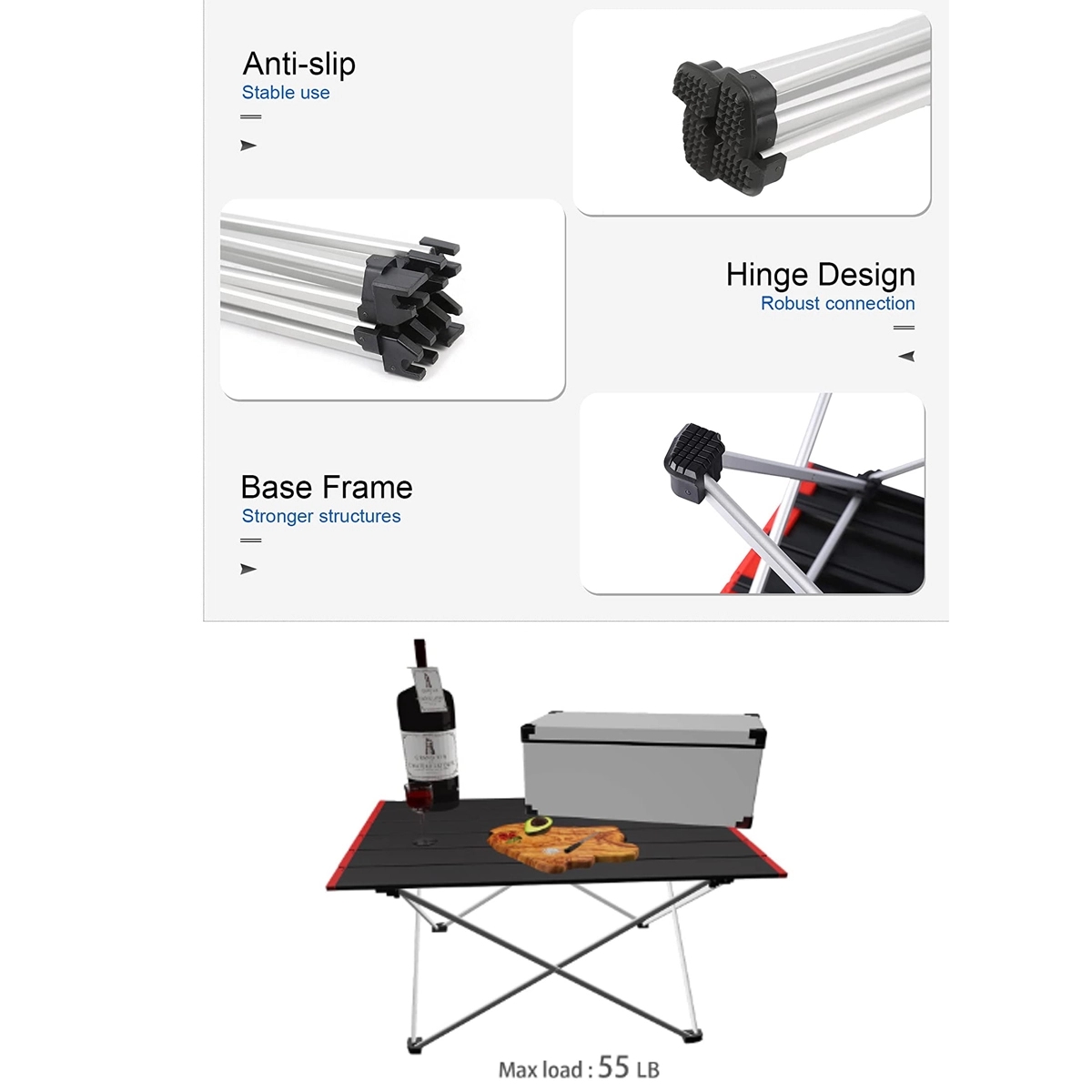 Portable Camping Foldable Aluminum Table With Carry Bag 3