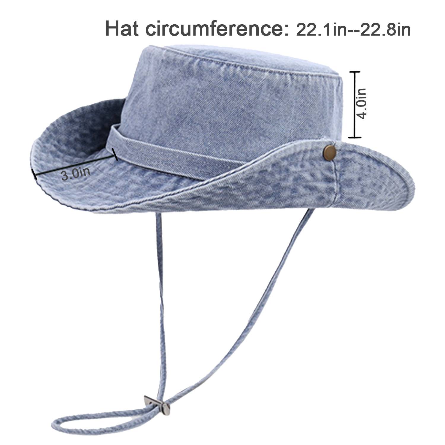 Women Cotton Travel Denim Bucket Hat 9