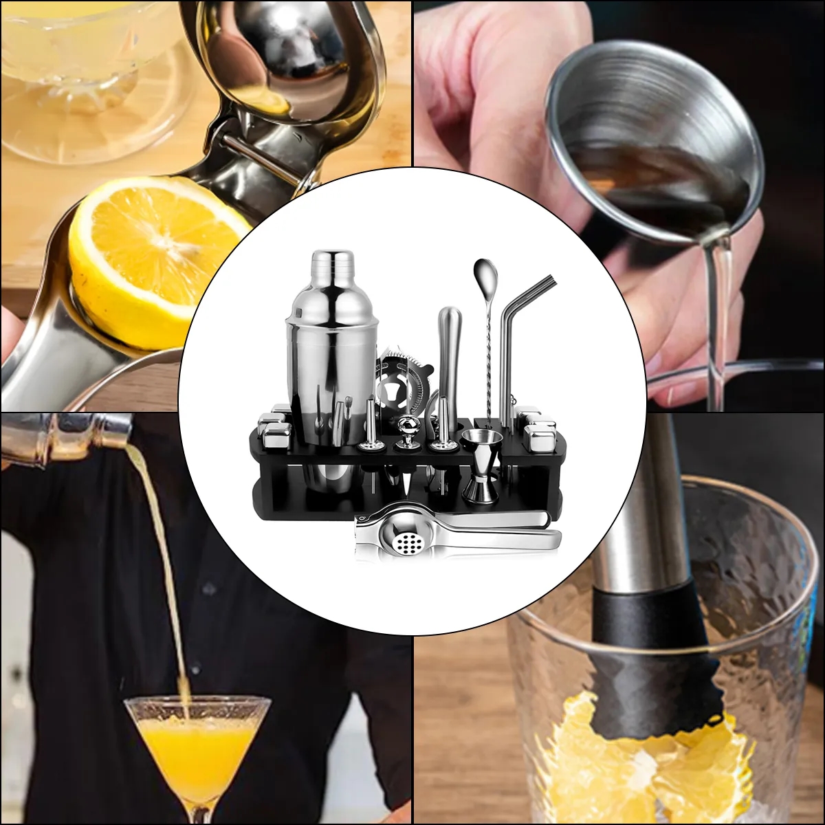 23 in 1 Premium Stainless Steel Cocktail Shaker Set W/ Stand 4