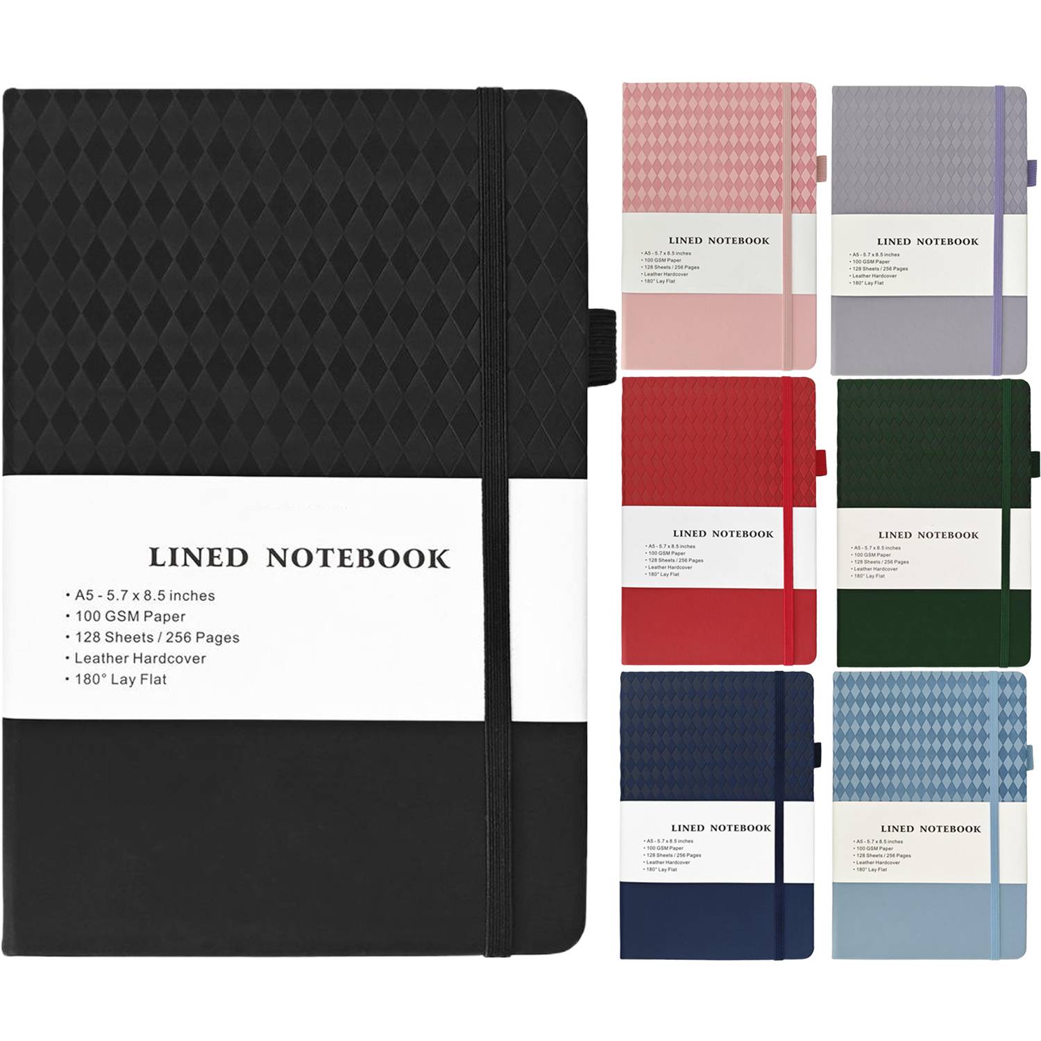 A5 PU Leather Diamond Pattern Notebook 10