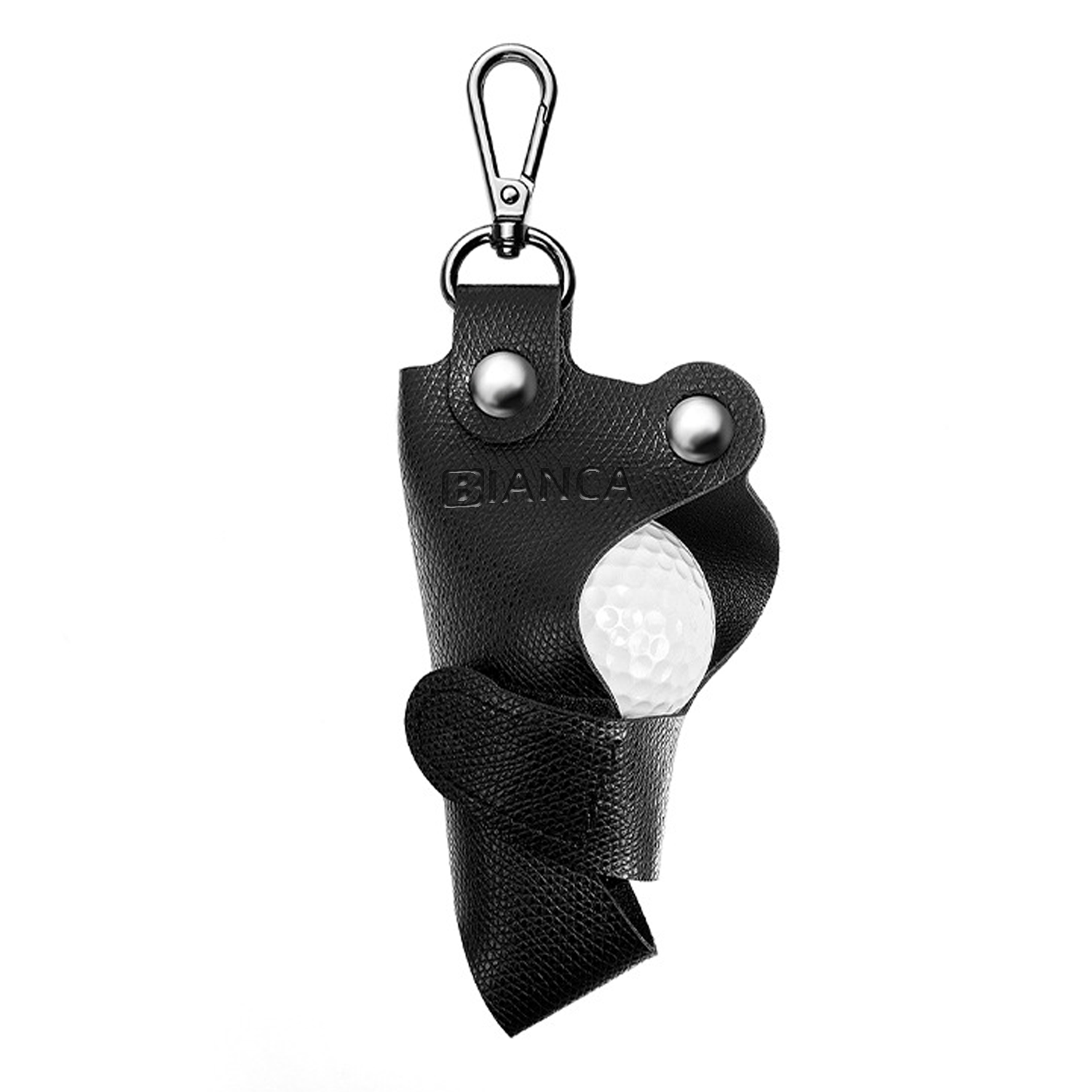 Portable Leather Golf Ball Carrier With Carabiner 1