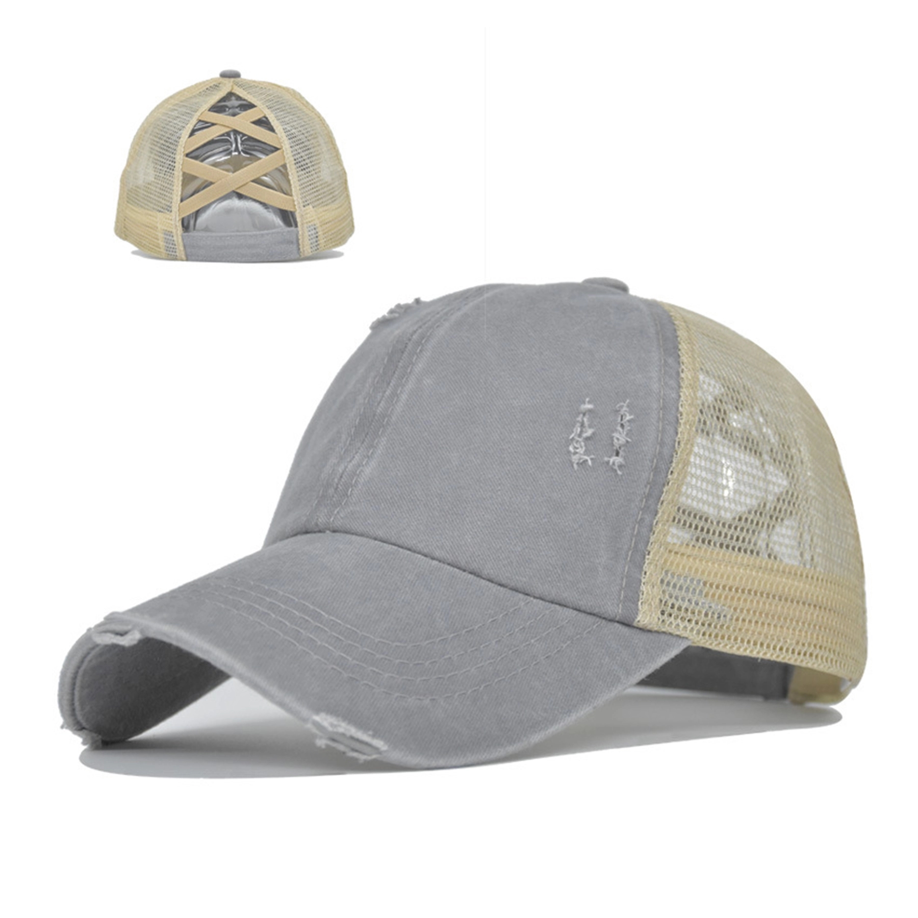 Womens Baseball Cap Ponytail Cross Hat 2